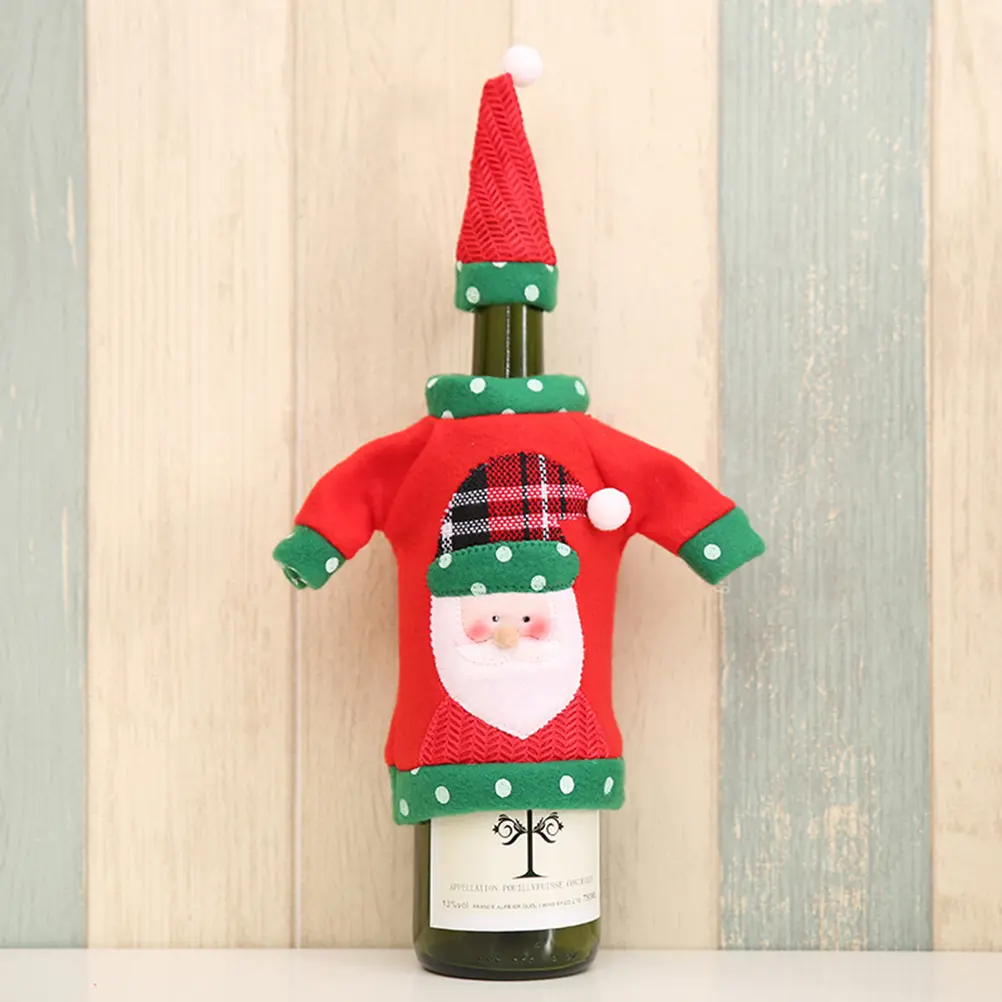 Bottle Cover Santa Claus Pattern Christmas Decorations Dress Tear Resistant Fabric Holiday Gift Table Centerpieces
