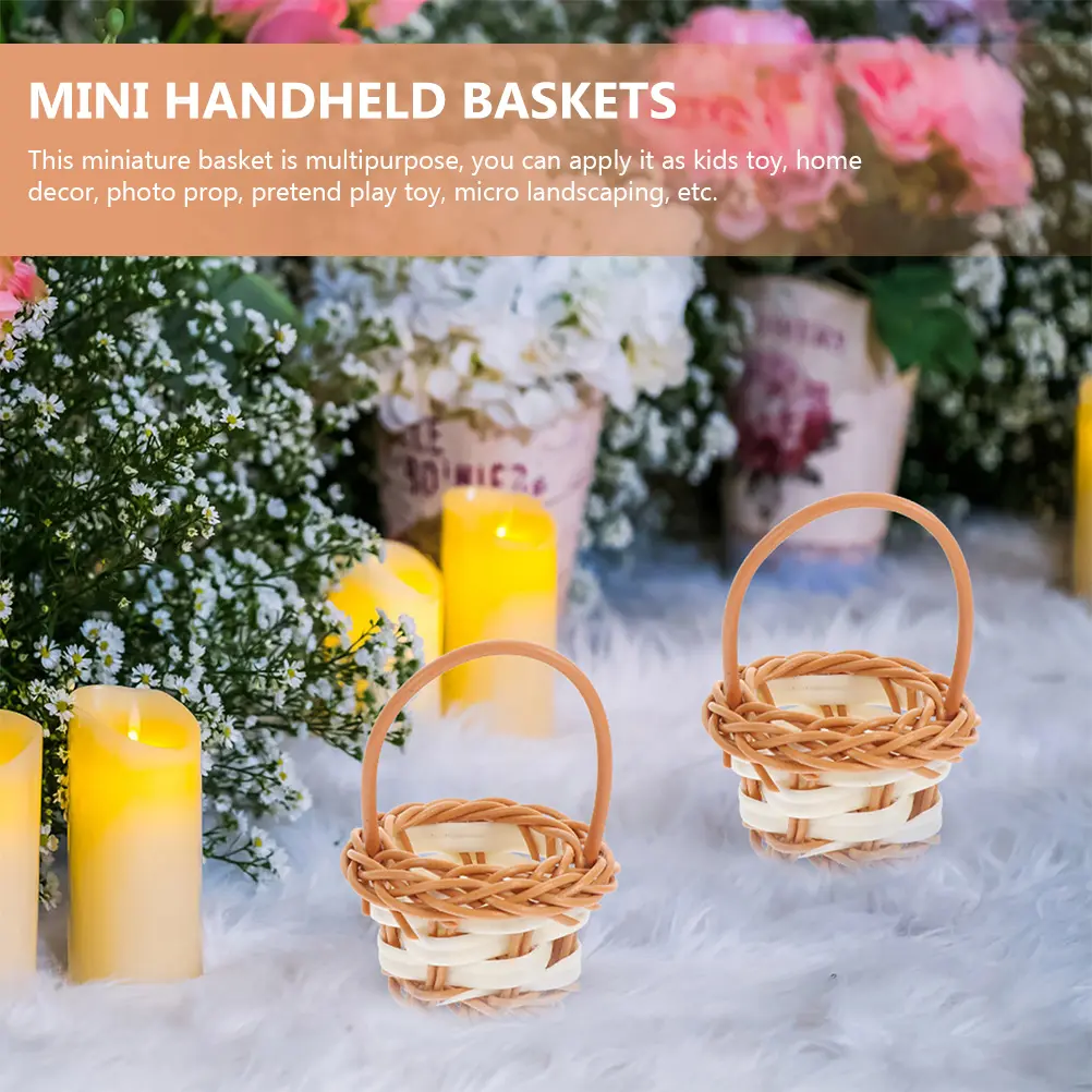 8Pcs Baskets Tiny Basket Portable Flower Arrangement Woven H Small Baby Decorative LightweightTiny