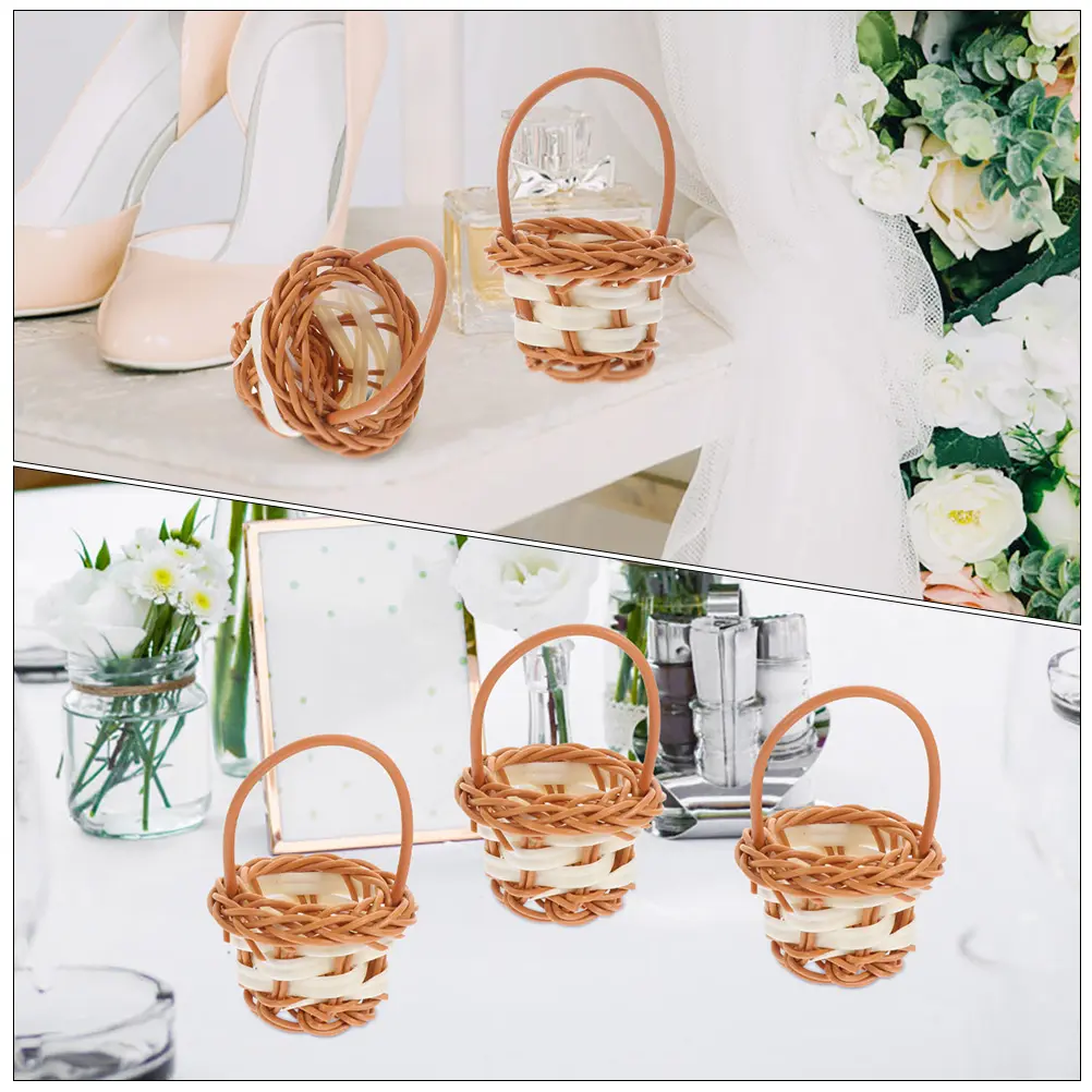 8Pcs Baskets Tiny Basket Portable Flower Arrangement Woven H Small Baby Decorative LightweightTiny