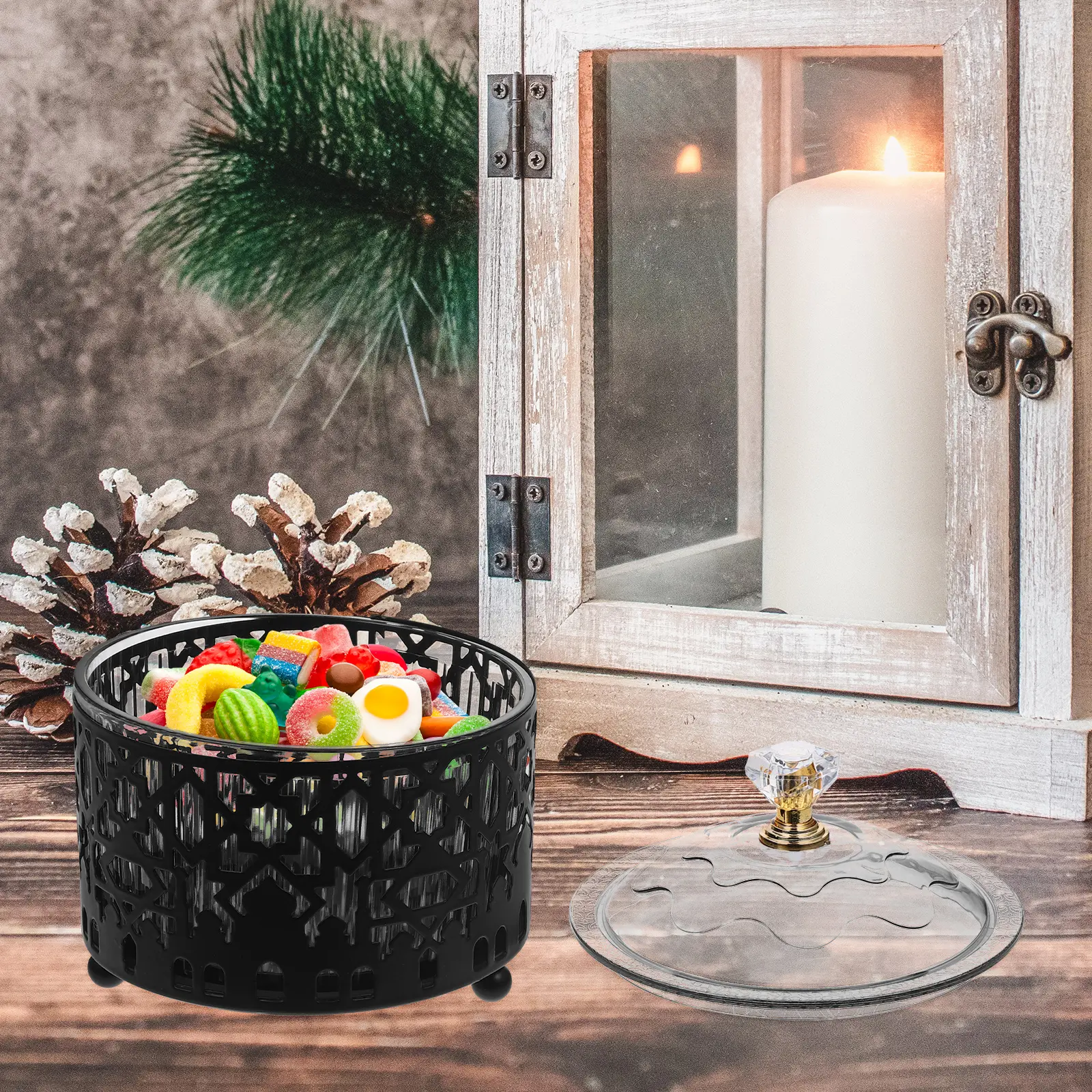 Metal Snack Candy Box Gift Tray Decorative Dessert Serving Container for Party Favors Office Desk Iron Plastic Material