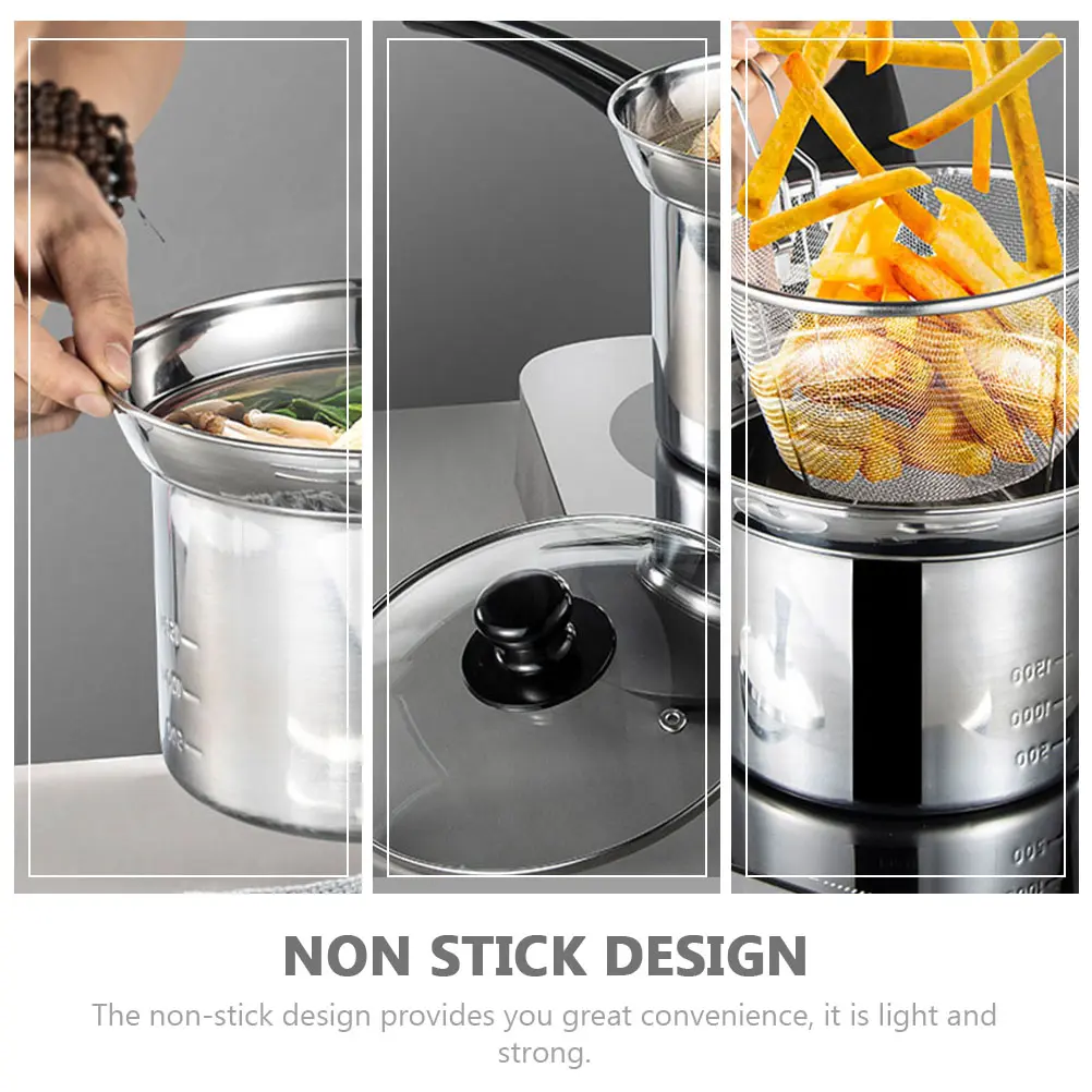 1 set Noodle Pot Filter Basket Stainless Steel Saucepan Kitchen Strainer Kitchen Strainer Non Stick Easy Clean Cookware