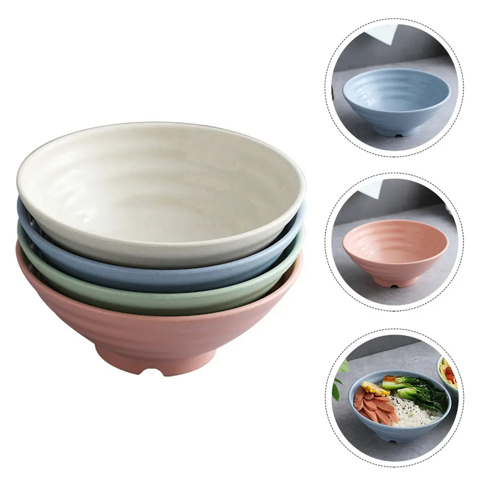 4pcs Wheat Straw Bowls Unbreakable Cereal Soup Kitchen Tableware Eco Friendly Biodegradable Microwave Dishwasher Safe Bright