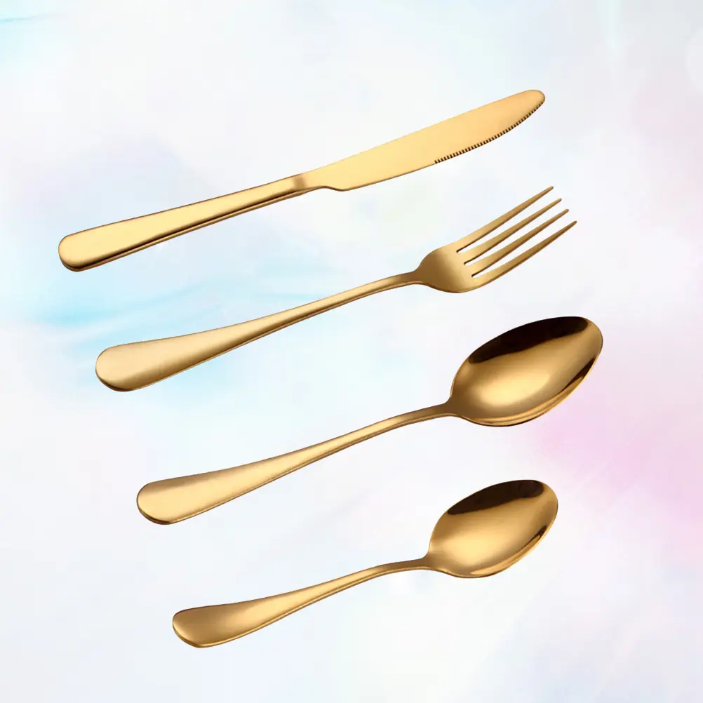 4 Pieces Cutlery Spoon Set Serving Utensils Silverware Steak Dinner Forks