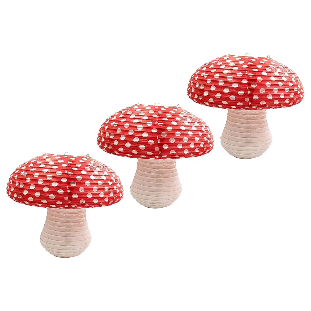 3 Pcs Mushroom Paper Lanterns Woodl Birthday Decorations Baby Shower Nursery Festive Outdoor Indoor Activities
