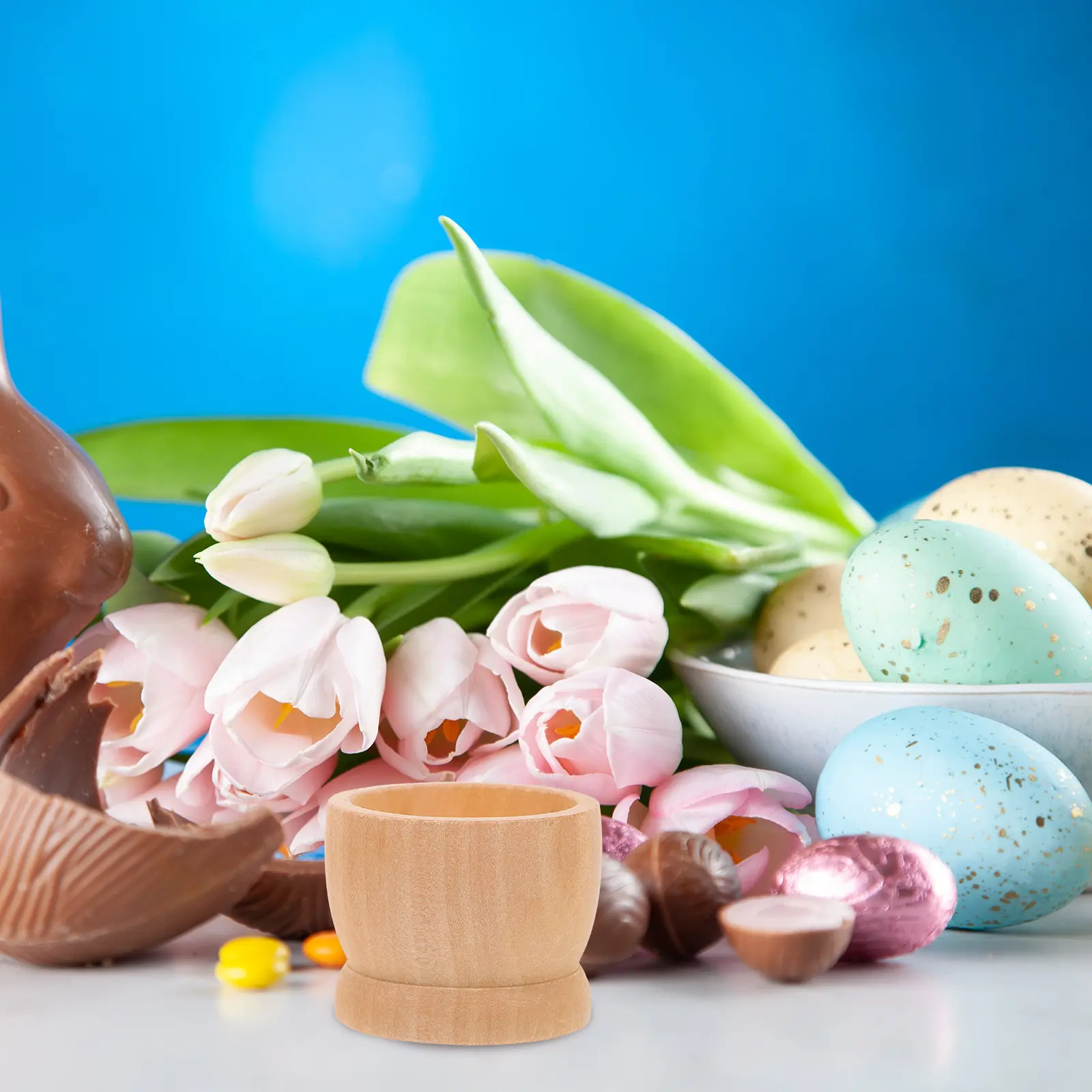 15 Pcs Egg Decorative Easter Egg Pedestal Stand 4 2x3 2cm Smooth Surface Kitchen Restaurant Party Wooden Holder DIY Supply
