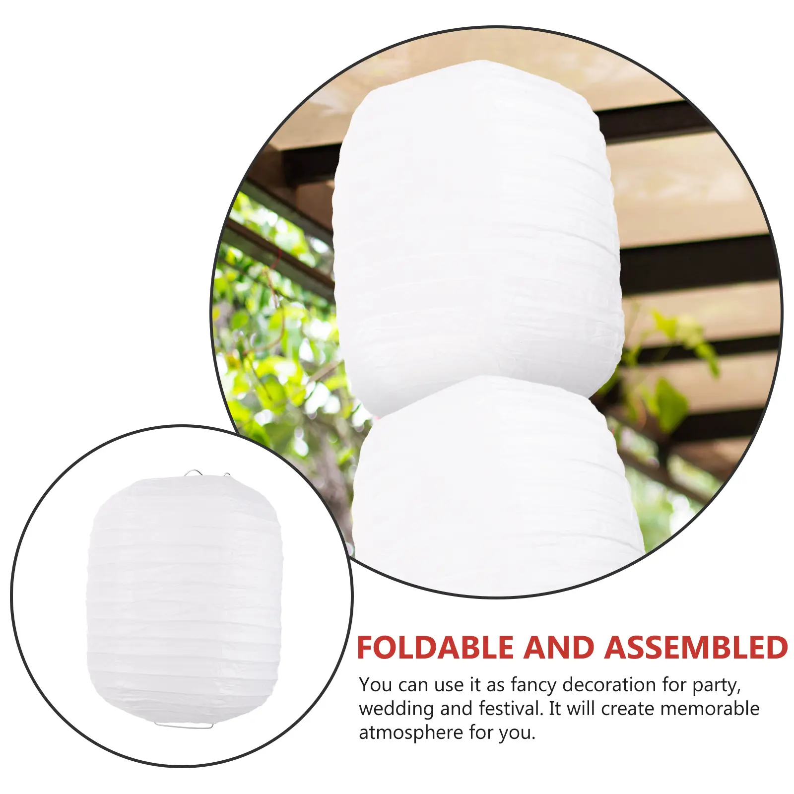 5pcs Paper Lanterns Hanging Foldable White Party Wedding Festival Home Paper Lanterns Party Decorations Decorations Indoor