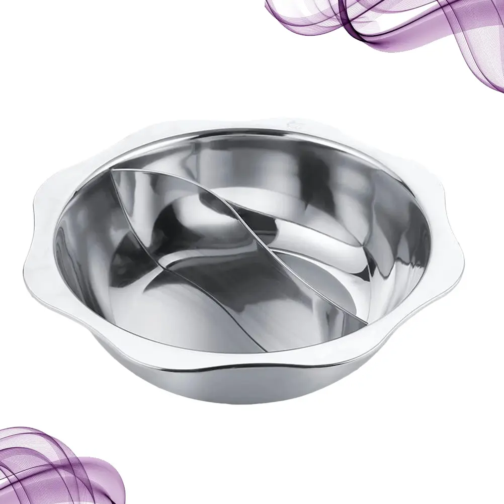Stainless Steel Hot Pot Cookware Non Stick Easy Clean Divider Suitable Family Party Restaurant Induction Gas Cooker