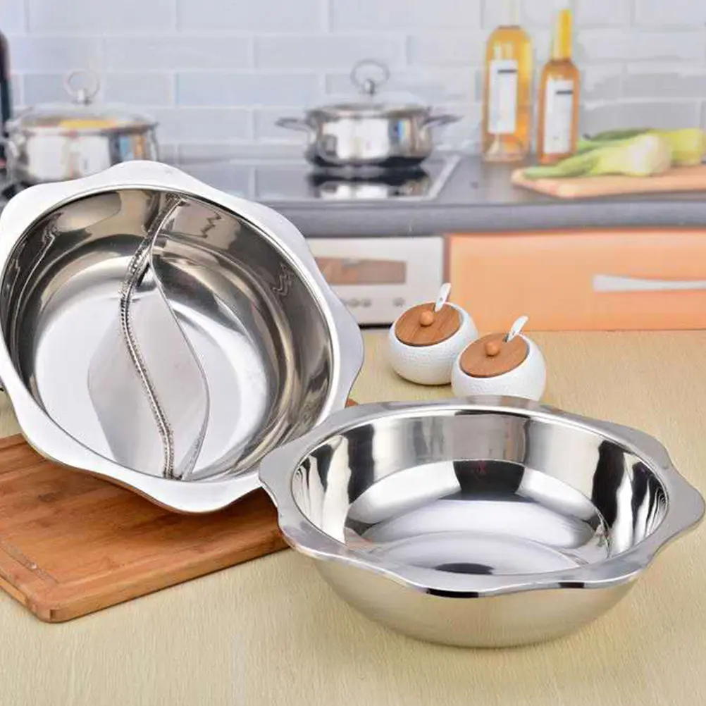 Stainless Steel Hot Pot Cookware Non Stick Easy Clean Divider Suitable Family Party Restaurant Induction Gas Cooker