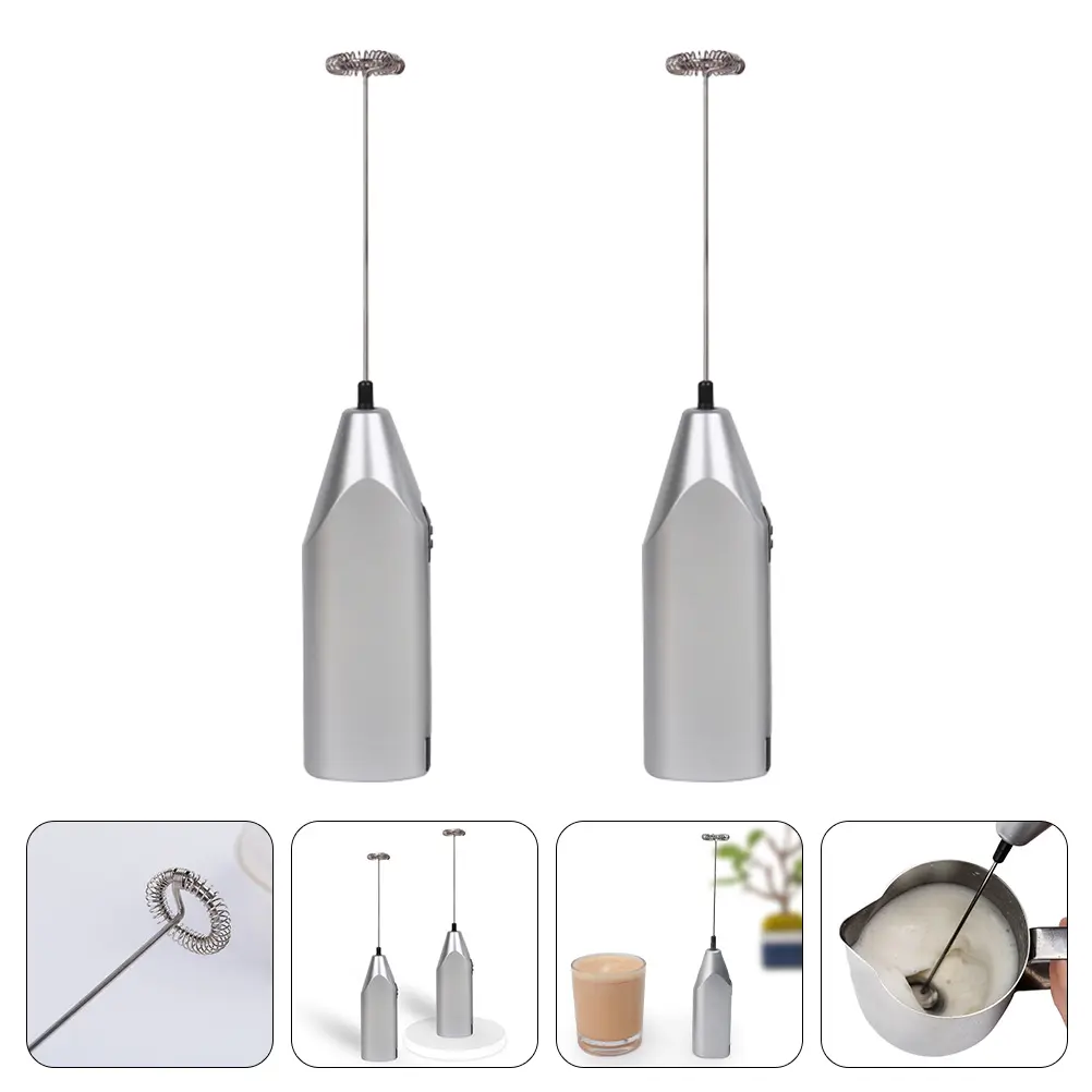2pcs Electric Egg Mixer Handheld Stainless Steel Coffee Frother Portable Drink Blender Home Kitchen Tool Cream Butter Salad
