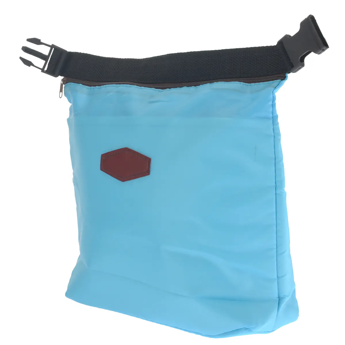 Insulated Lunch Bag 28x27x9cm Sky Blue Nylon Thermal Aluminum Foil PE Foam Zipper Keeps Food Warm Fresh Cooler Tote