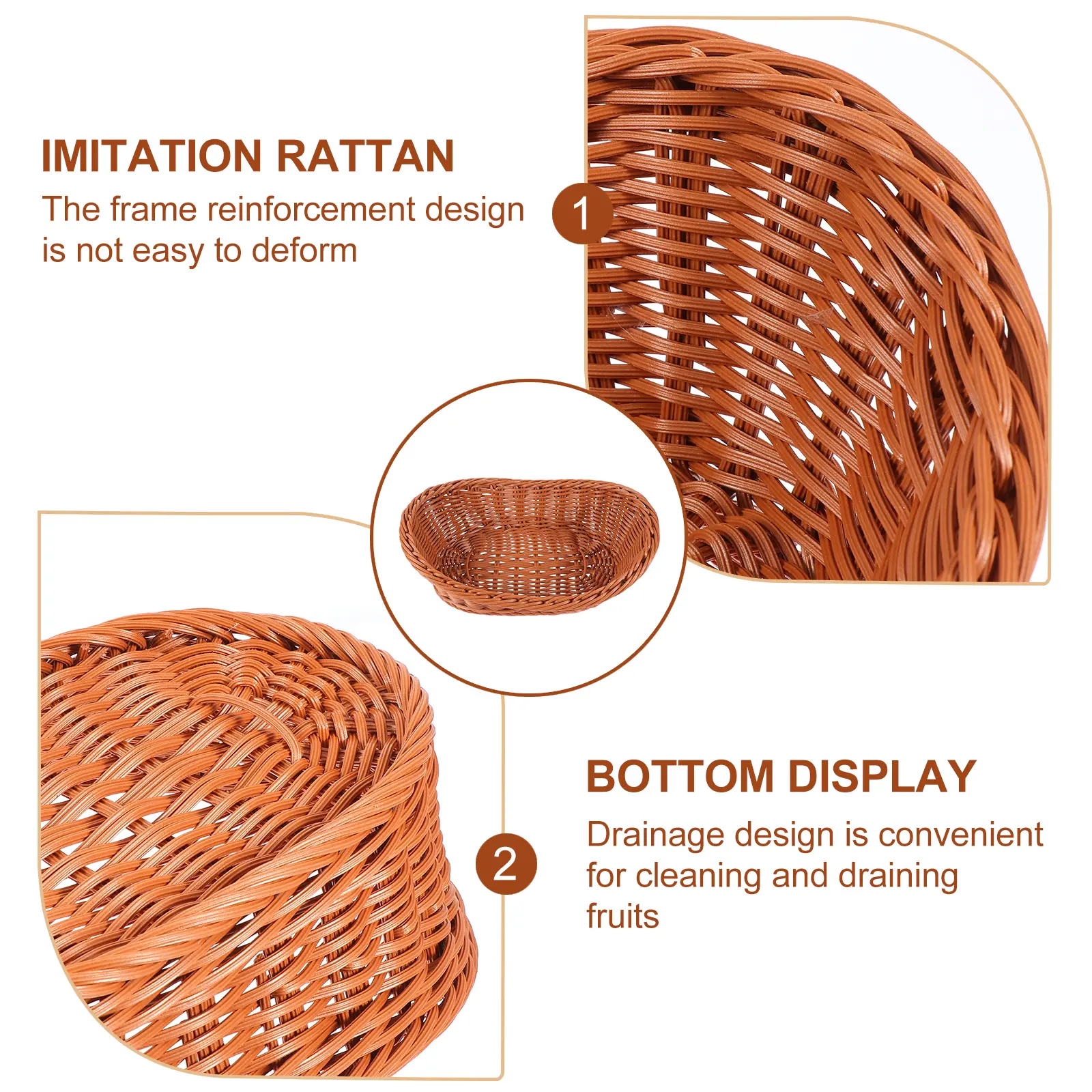 1Pc Woven Food Storage Basket Kitchen Accessories Multi-Functional Simulation Rattan Organizer