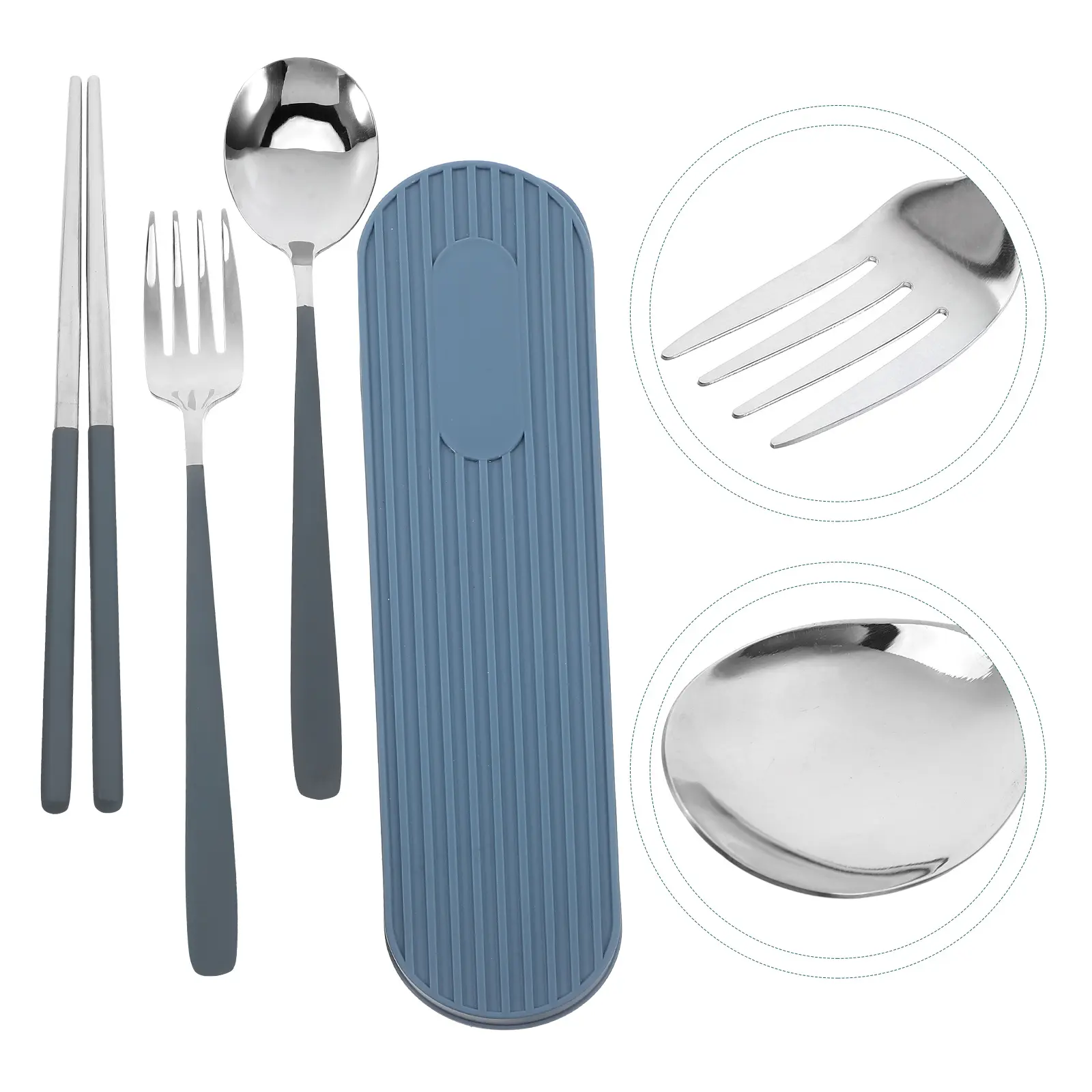 1 set Portable Cutlery Set 304 Stainless Spoon Fork Chopsticks for Picnic Camping Travel Reusable Silverware Case