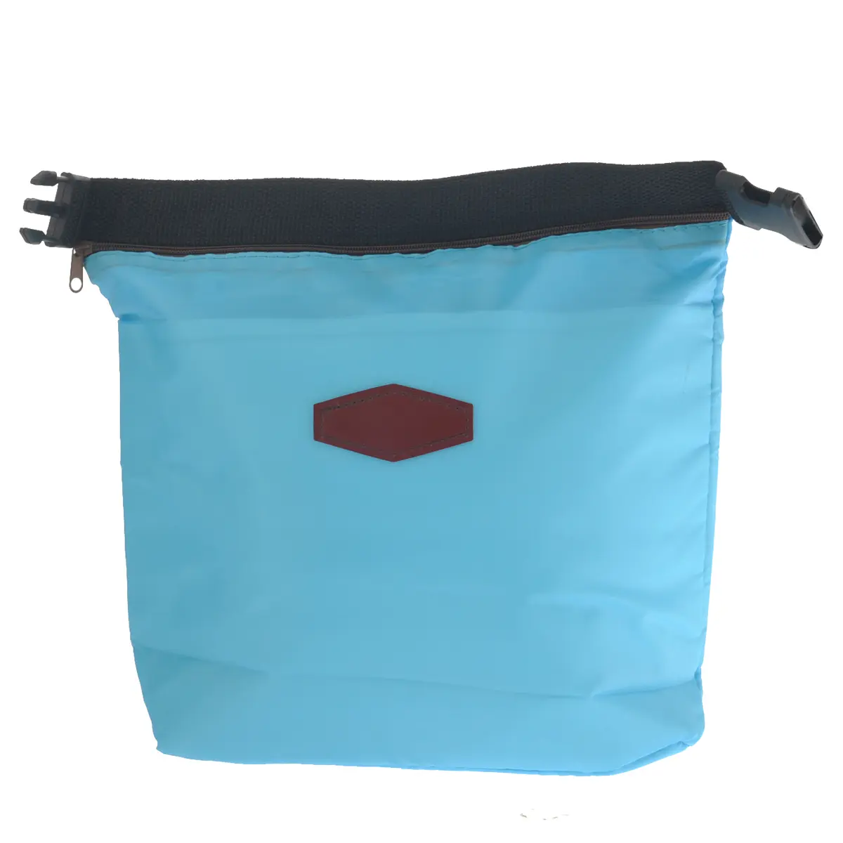 Insulated Lunch Bag 28x27x9cm Sky Blue Nylon Thermal Aluminum Foil PE Foam Zipper Keeps Food Warm Fresh Cooler Tote