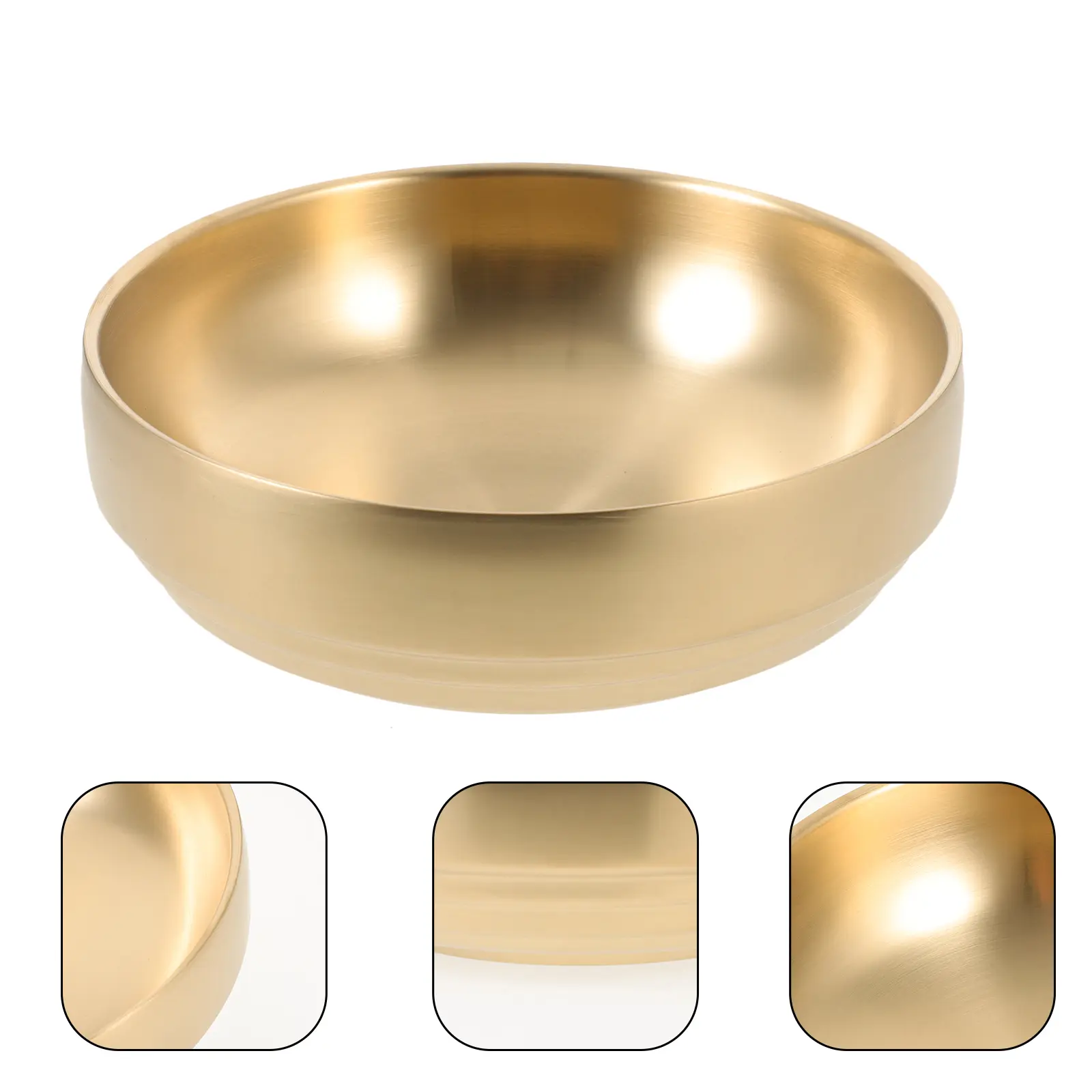 Stainless Steel Cold Noodle Bowl Golden Kitchen Ramen Mixed Rice Soup Instant Noodle Tableware Large Size Homeware