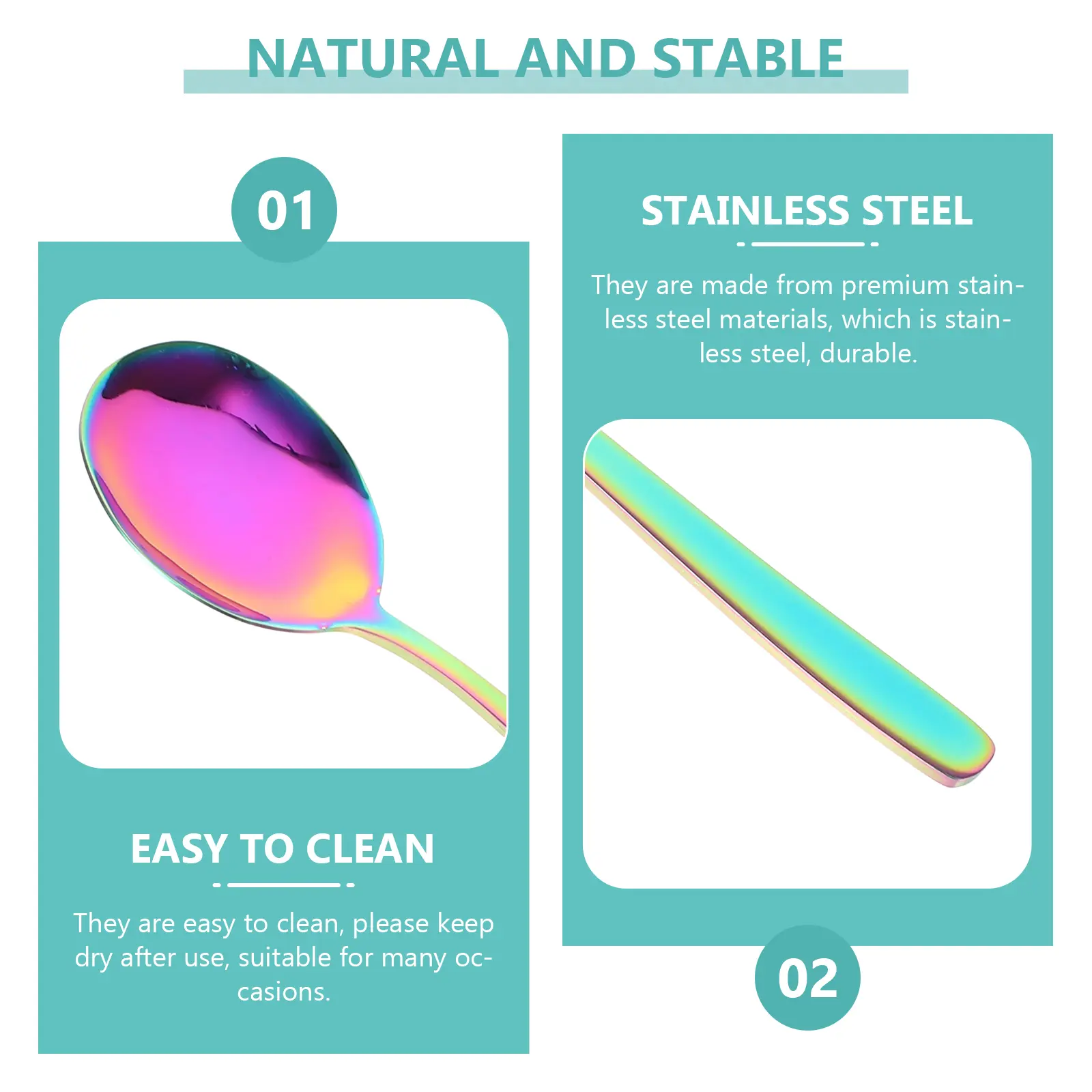 Stainless Steel Cutlery Set Heavy Duty Home Supplies Western Style Silver Spoons Kitchen Dining Tableware