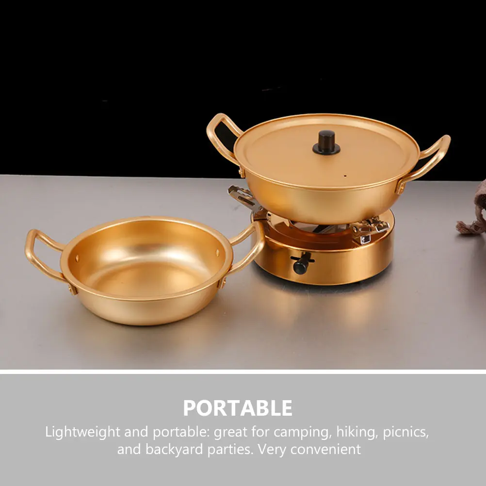 Yellow Aluminum Ramen Pot Lightweight Portable Cooking Pan for Camping Hiking Parties Quick Heat Easy Clean Korean
