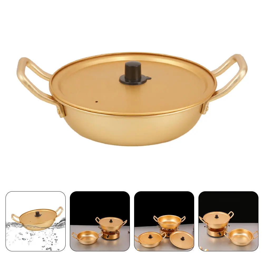 Yellow Aluminum Ramen Pot Lightweight Portable Cooking Pan for Camping Hiking Parties Quick Heat Easy Clean Korean