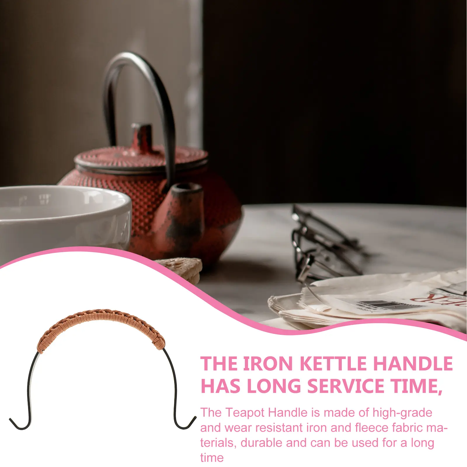 Teapot H 11CM Woven Hemp Rope Ergonomic Daily Use Kettle Accessories Retro Wear Resistant Replacement