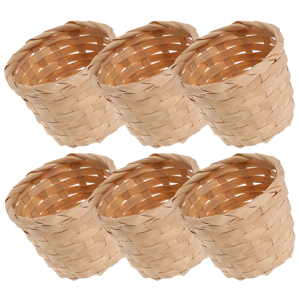 6 Pcs Household Bamboo Storage Basket Baby Baskets Sundries Organizer Mini Woven