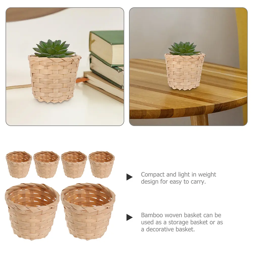 6 Pcs Household Bamboo Storage Basket Baby Baskets Sundries Organizer Mini Woven