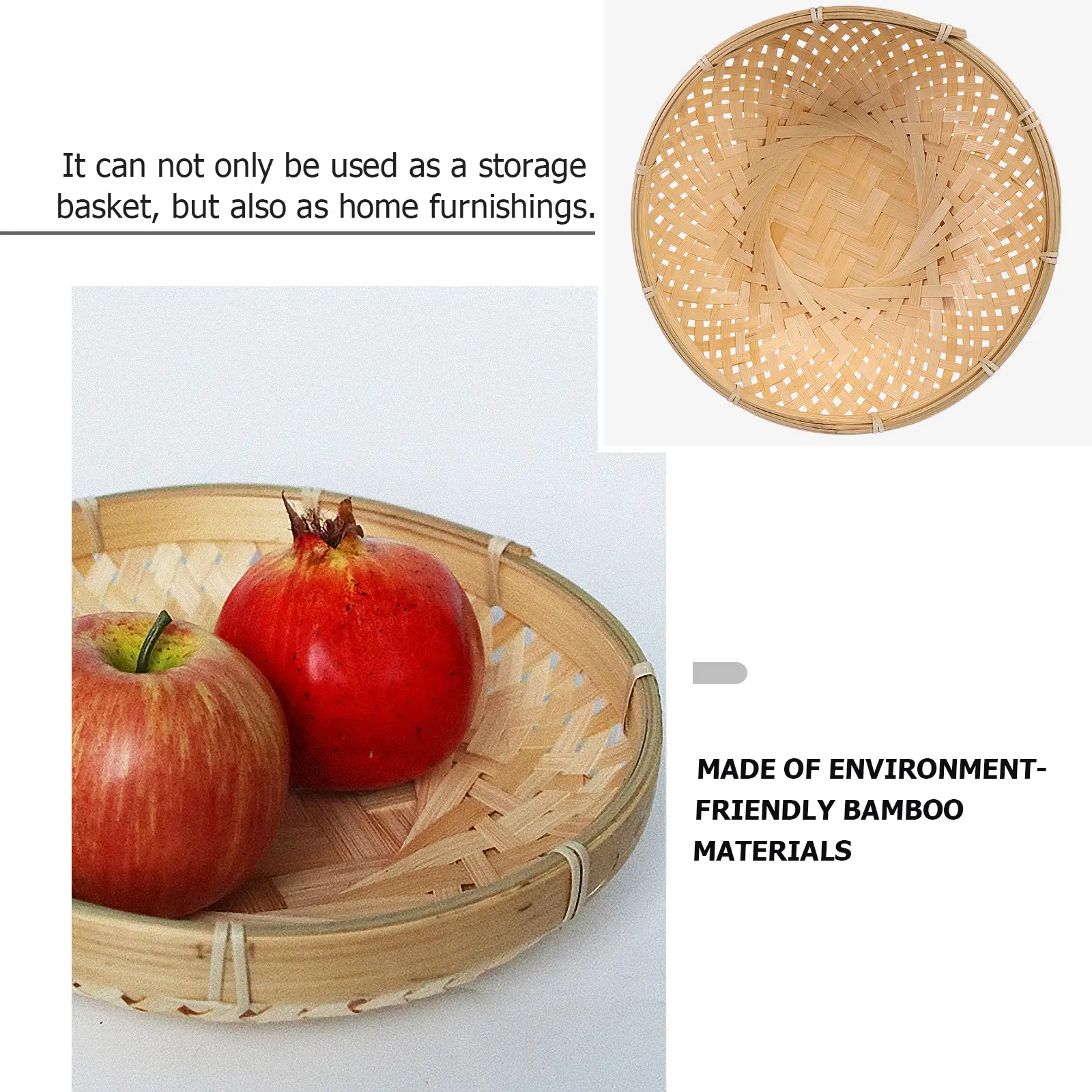Bamboo Storage Woven Bread Basket 30X9 Eco Friendly Kitchen ganizer Fruit Container Snack Picnic Basket Rural Style