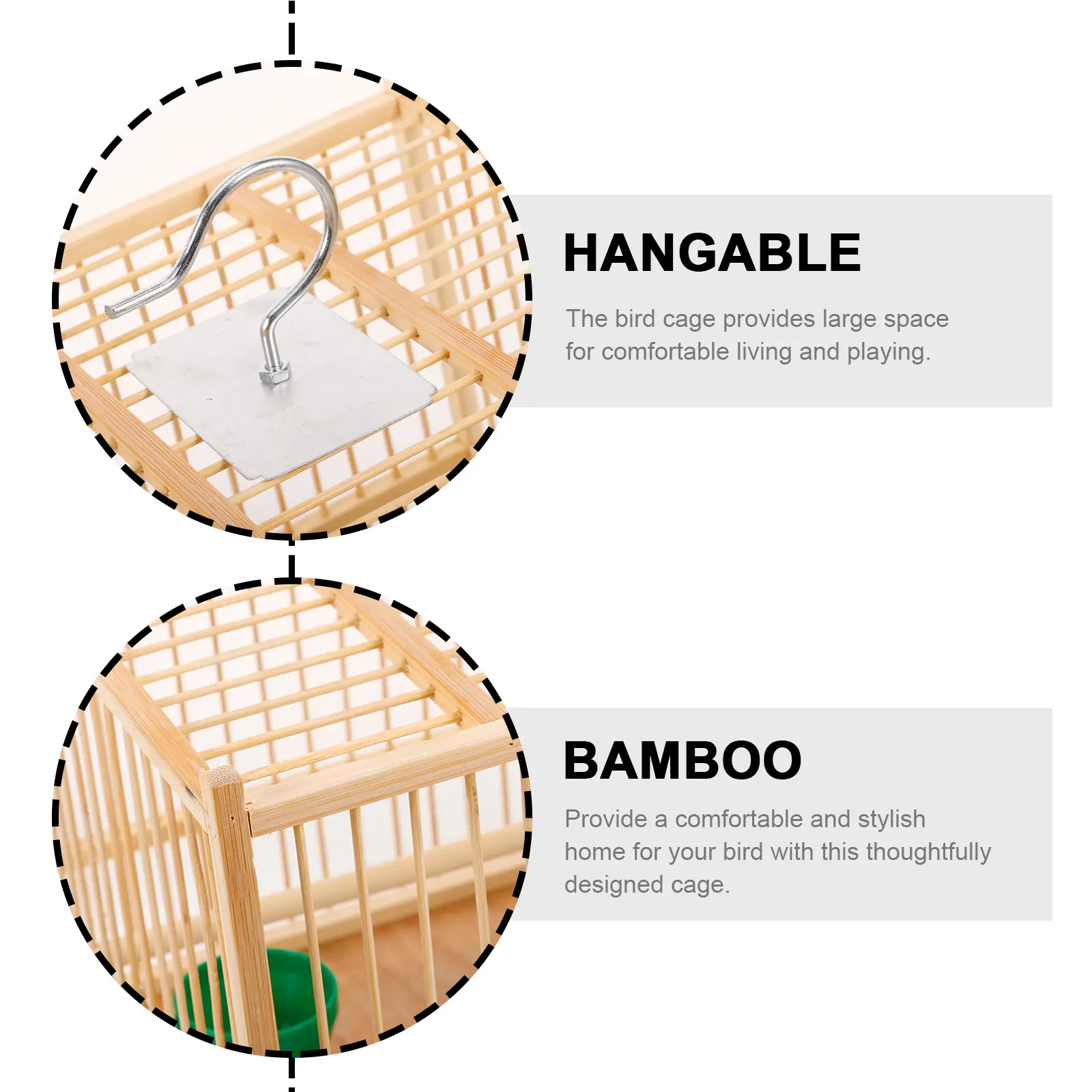 Bamboo Birdcage Small Bird Cage With Hanging Hook Durable Bamboo Material Comfortable Space Bird Cages Nests Pet Products
