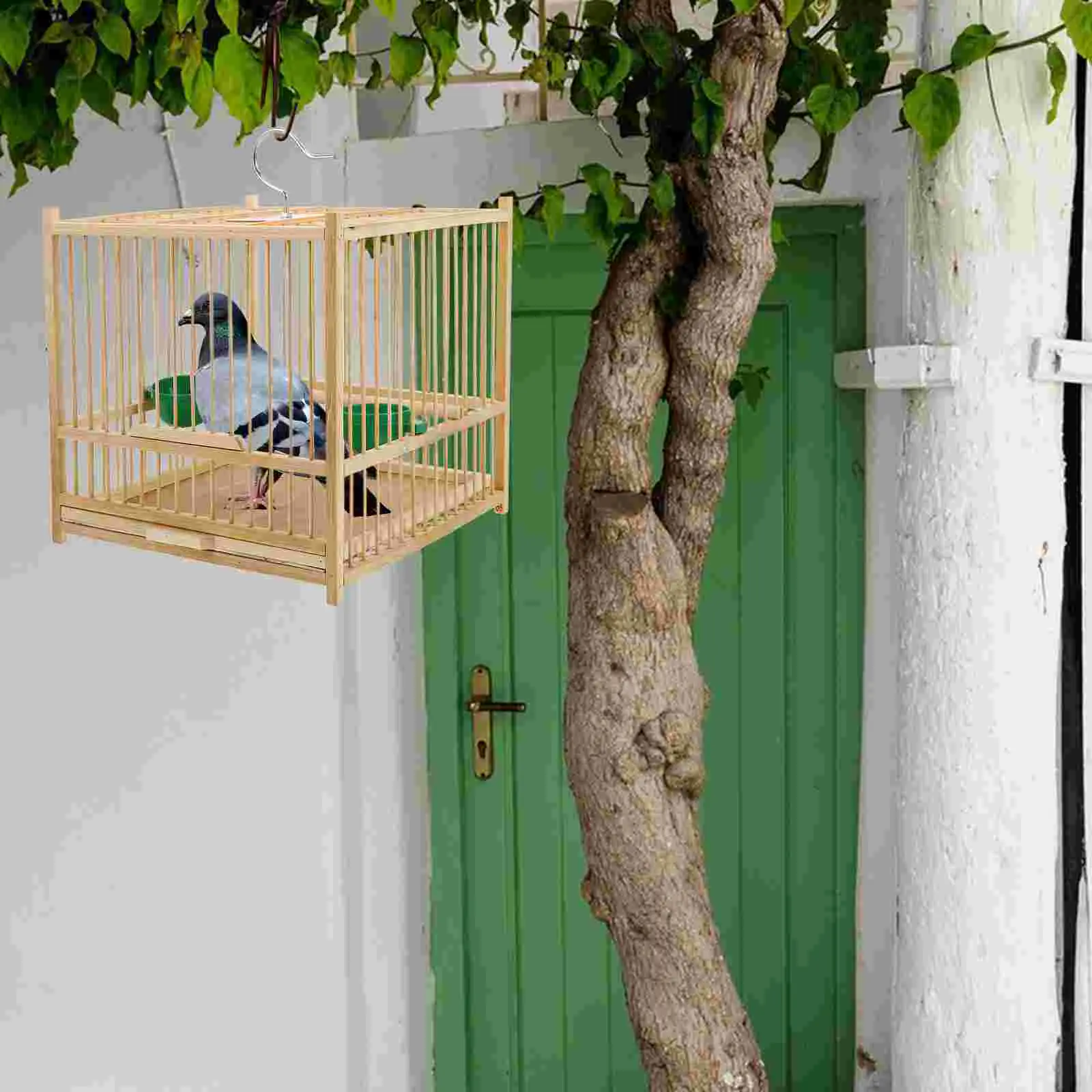 Bamboo Birdcage Small Bird Cage With Hanging Hook Durable Bamboo Material Comfortable Space Bird Cages Nests Pet Products