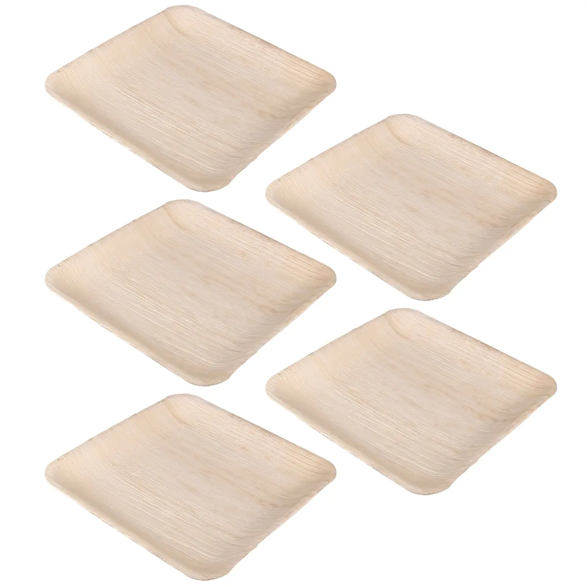 5 PCS Palm Leaf Plate Degradable Dishes Party Tableware Supplies Wooden Plates Cake Dessert