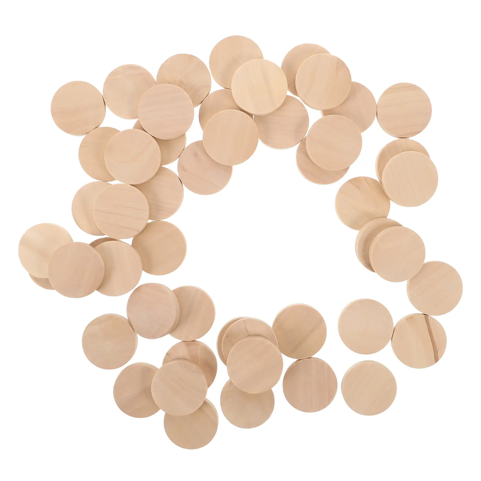 50pcs Solid Wood Rounds Natural Slices for Crafts DIY Discs Game Pieces Smooth Surface Round Projects Small Chips