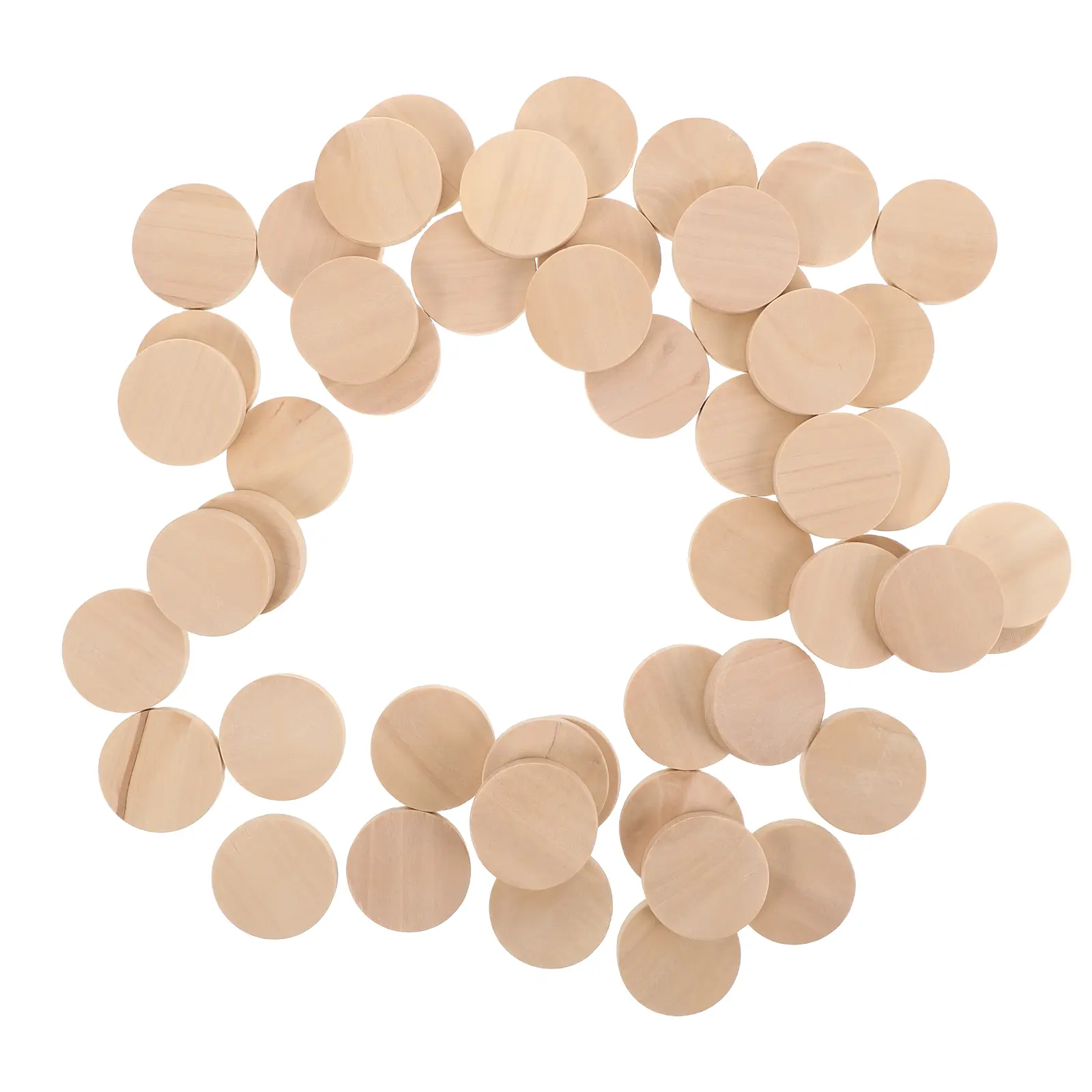 50pcs Solid Wood Rounds Natural Slices for Crafts DIY Discs Game Pieces Smooth Surface Round Projects Small Chips