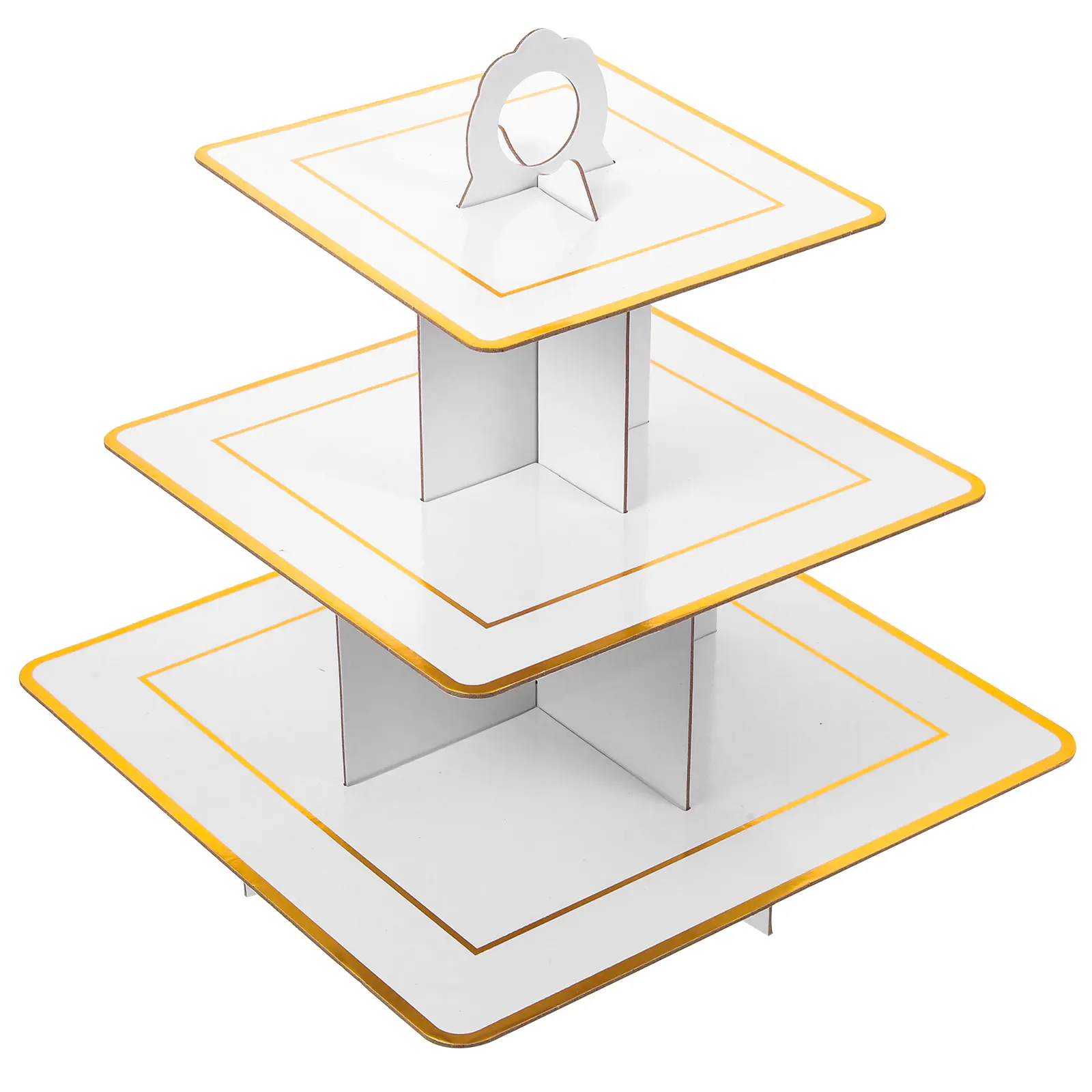 Multi-Layer Cake Stand Sturdy Paper Dessert Display Rack for Party Wedding Banquet White Decorative Cupcake Holder Household