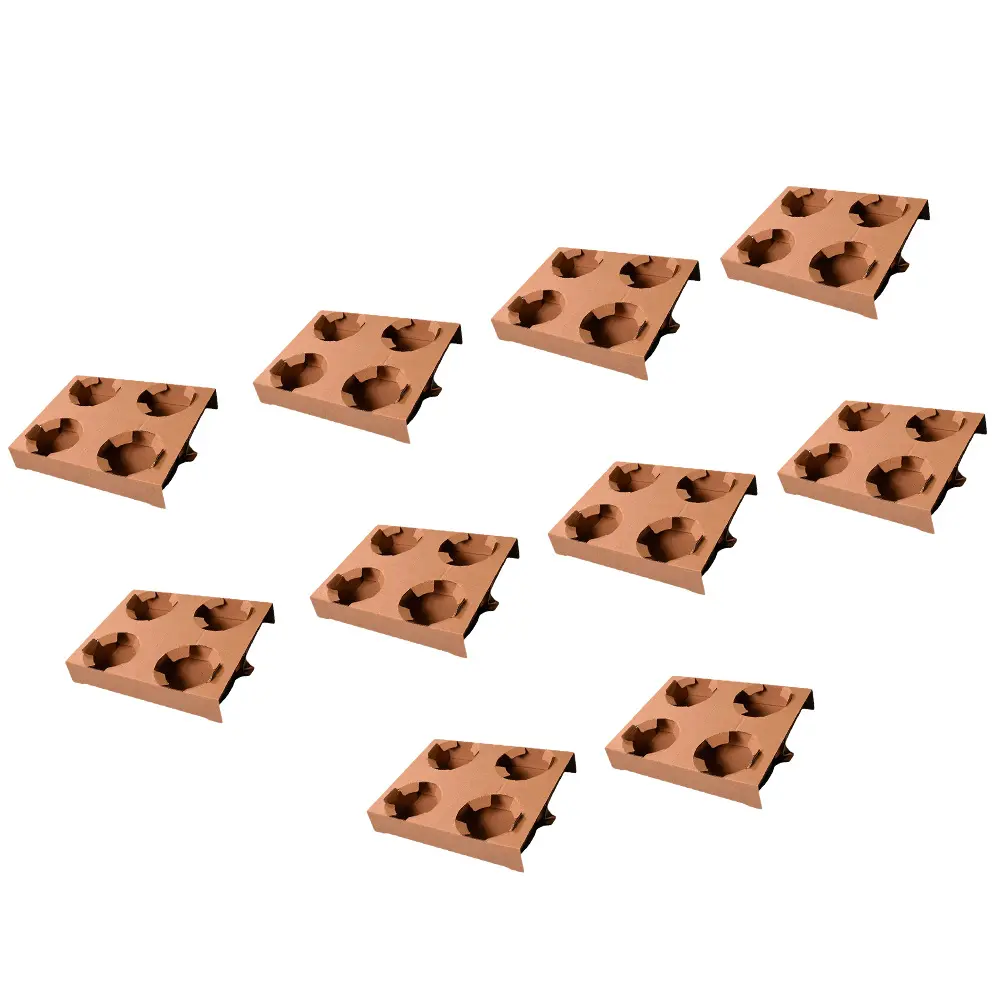 10 pcs Drink Coaster Multiple Cup Holder Carrier Four Holes Take Out Carriers Paper Eco Friendly Disposable Suitable For