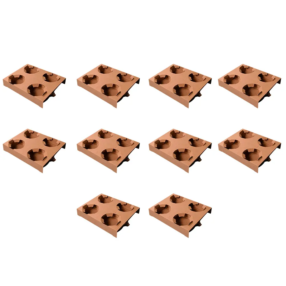 10 pcs Drink Coaster Multiple Cup Holder Carrier Four Holes Take Out Carriers Paper Eco Friendly Disposable Suitable For