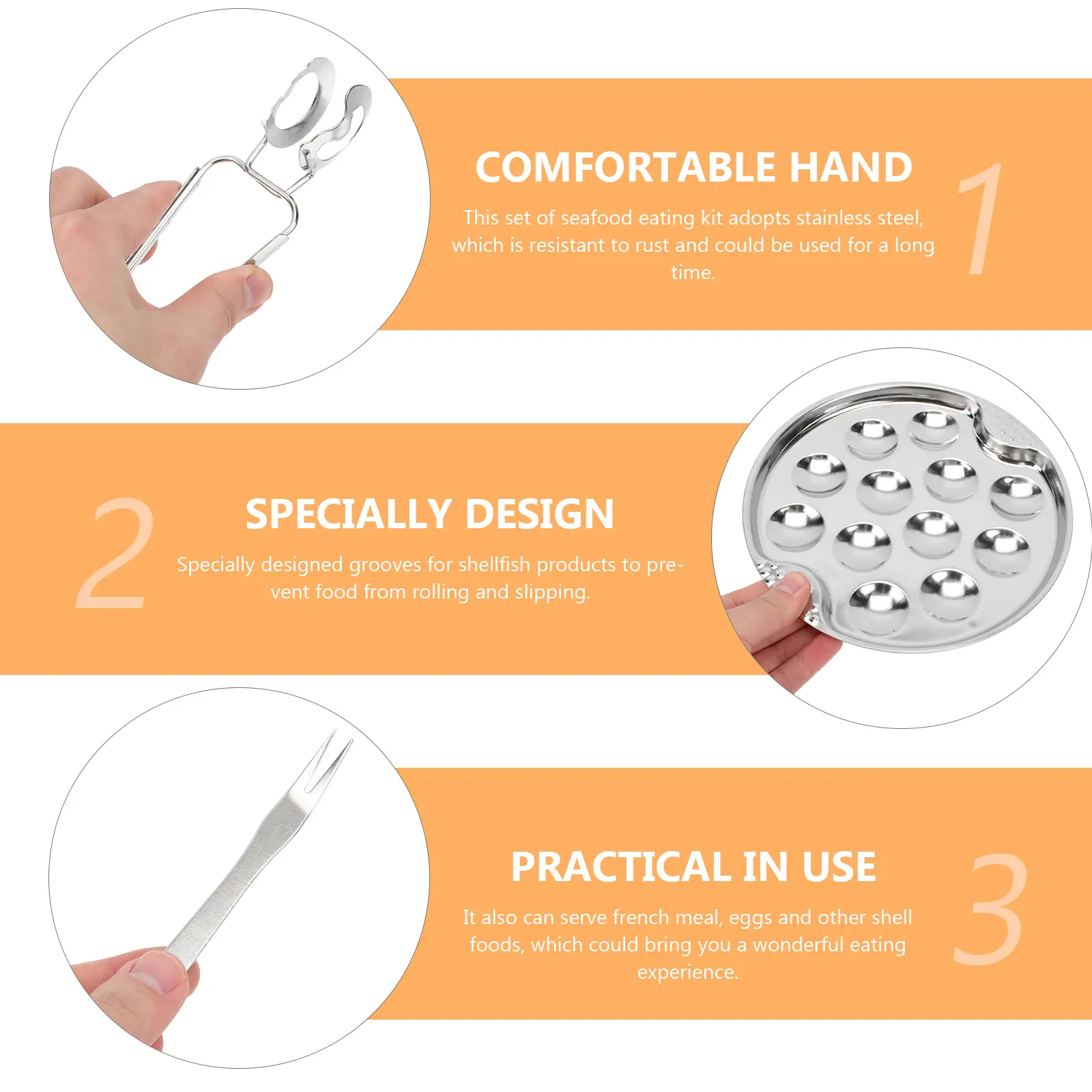 Stainless Steel Eating Kit Snail Dish Set Snail Dish Set Shell Food Baking Plate Compartment Plate Barbecue Gadgets
