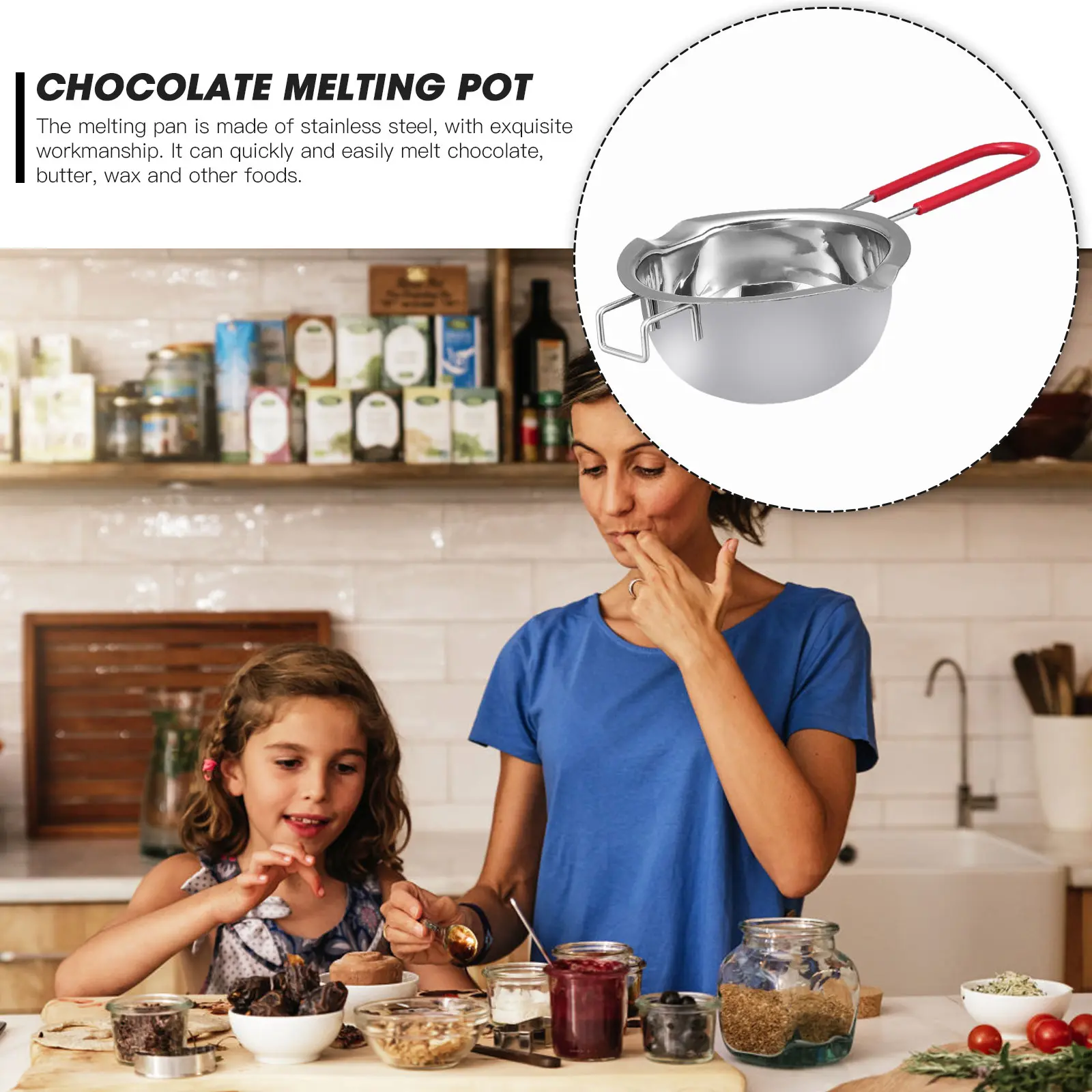 Stainless Steel Melting Pot Red Heater Milk Cheese Wax Kitchen Supplies Oxidation Resistant Easy Clean Hollow H