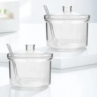 2Pcs Seasoning Jar Large Capacity Salt Sugar Container Clear Acrylic Spice Can Storage Case For Kitchen Restaurant Home Use