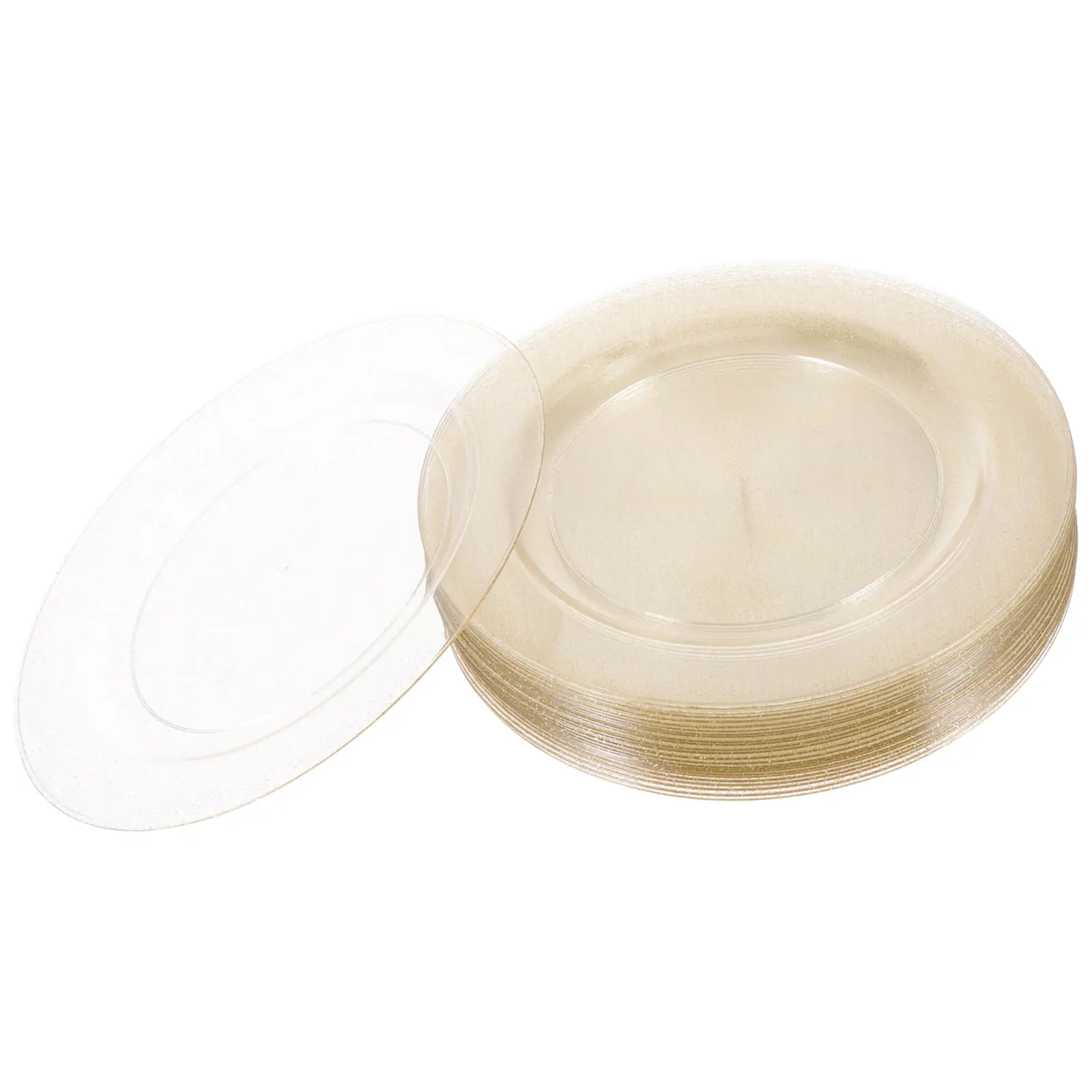25 Pcs Golden Powder Dessert Plates Disposable Multi use Party Snacks Decorative Fruit Cake Serving Plates Barbecue Dinner