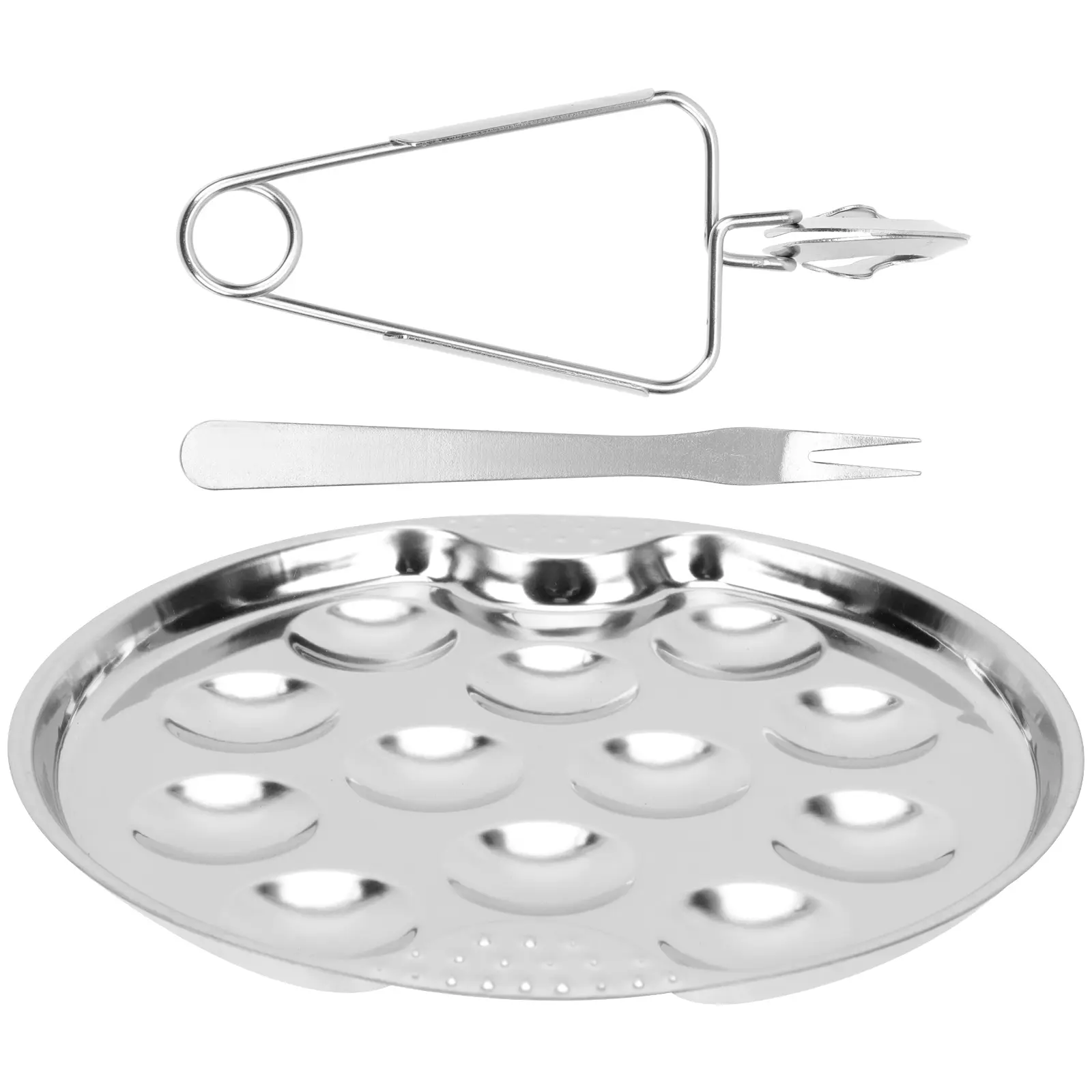 Stainless Steel Eating Kit Snail Dish Set Snail Dish Set Shell Food Baking Plate Compartment Plate Barbecue Gadgets