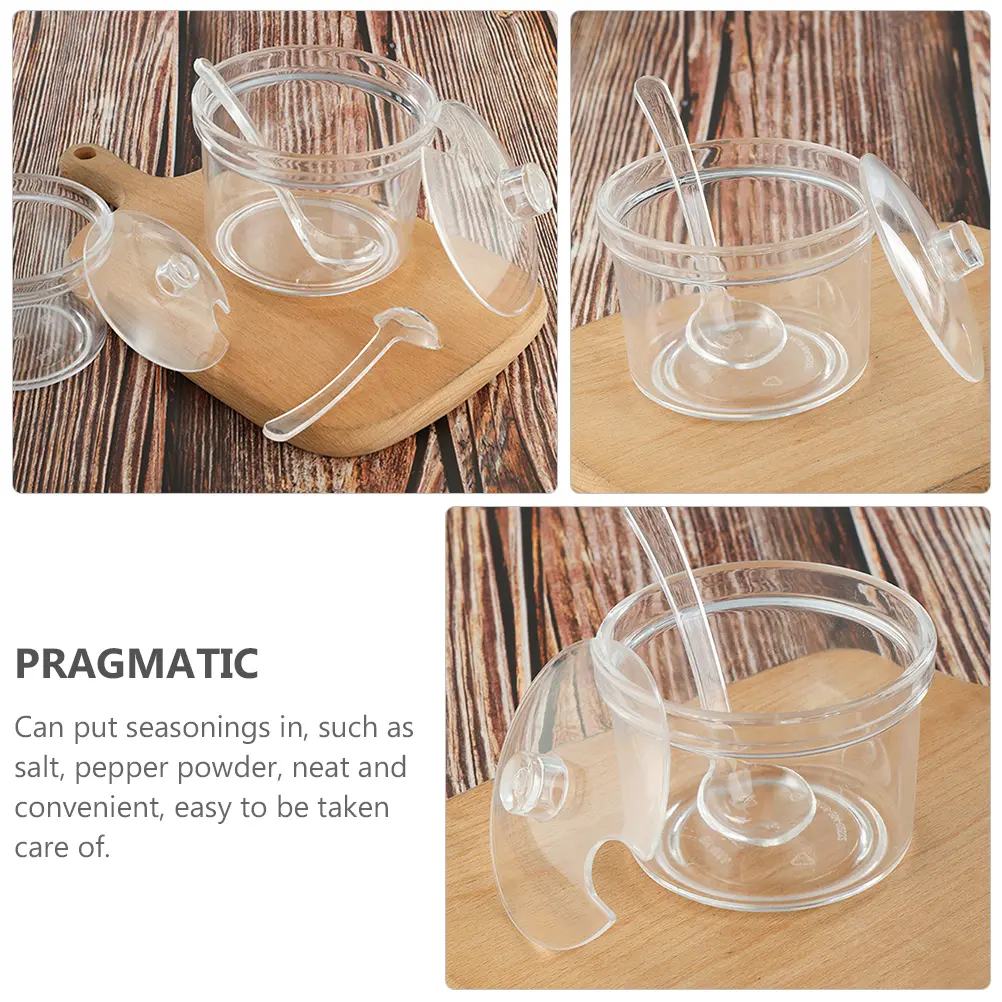 2Pcs Seasoning Jar Large Capacity Salt Sugar Container Clear Acrylic Spice Can Storage Case For Kitchen Restaurant Home Use