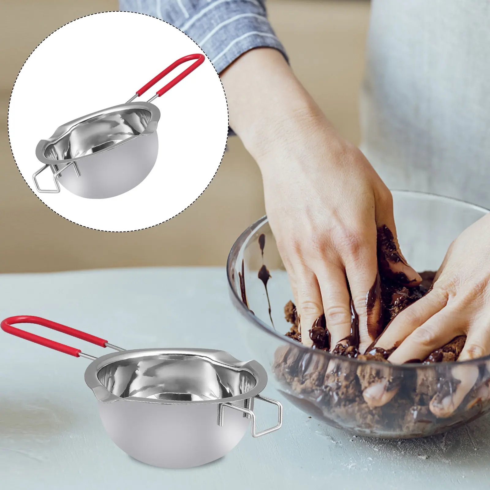 Stainless Steel Melting Pot Red Heater Milk Cheese Wax Kitchen Supplies Oxidation Resistant Easy Clean Hollow H