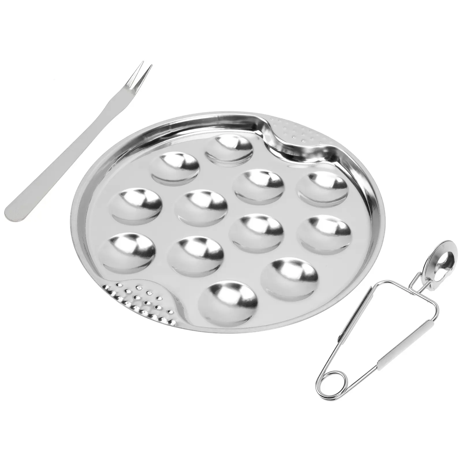 Stainless Steel Eating Kit Snail Dish Set Snail Dish Set Shell Food Baking Plate Compartment Plate Barbecue Gadgets