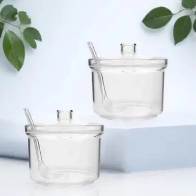 2Pcs Seasoning Jar Large Capacity Salt Sugar Container Clear Acrylic Spice Can Storage Case For Kitchen Restaurant Home Use