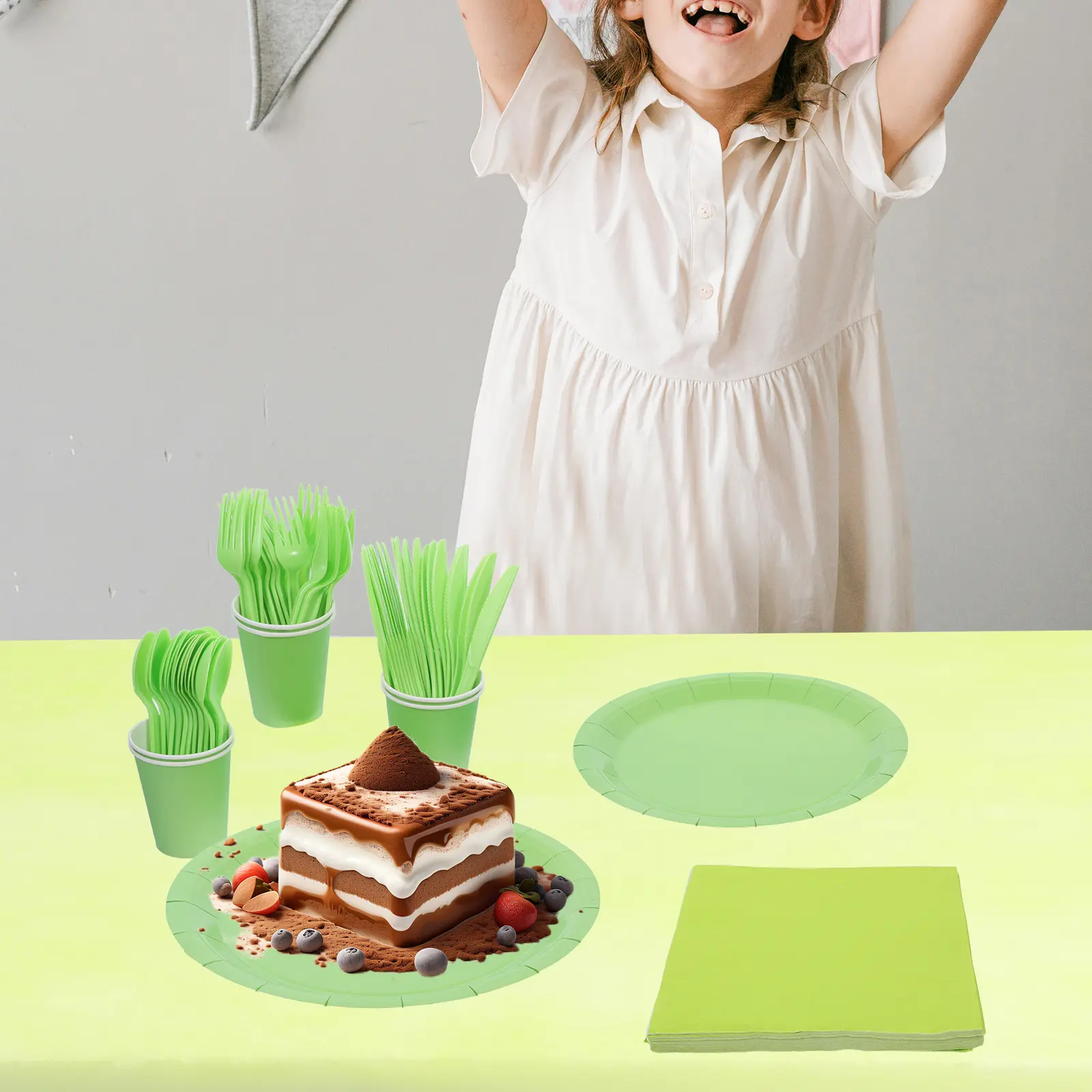 1 set Paper Plate Set for Party Birthday Decorations Disposable Dinnerware Bright Color Fine Workmanship Unique Design No