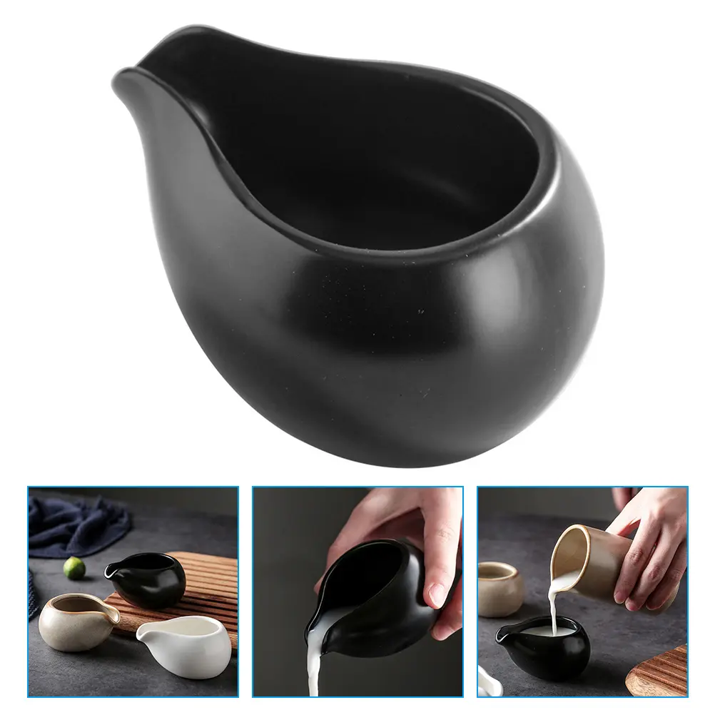 Round Mouth Ceramic Milk Jug Creamer Container for Tea Sauce Pitcher Nordic Style Comfortable Handle Anti Slip Dishwasher Safe