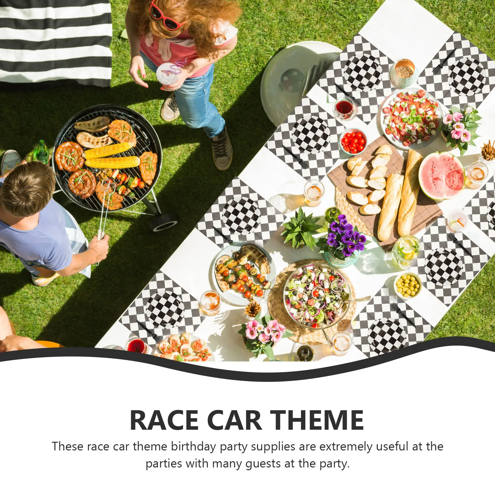 Race Car Checkered Plates Black White Grid Disposable Party Supplies Motorcycle Decorations Napkins Paper Tableware Kitchen Bar