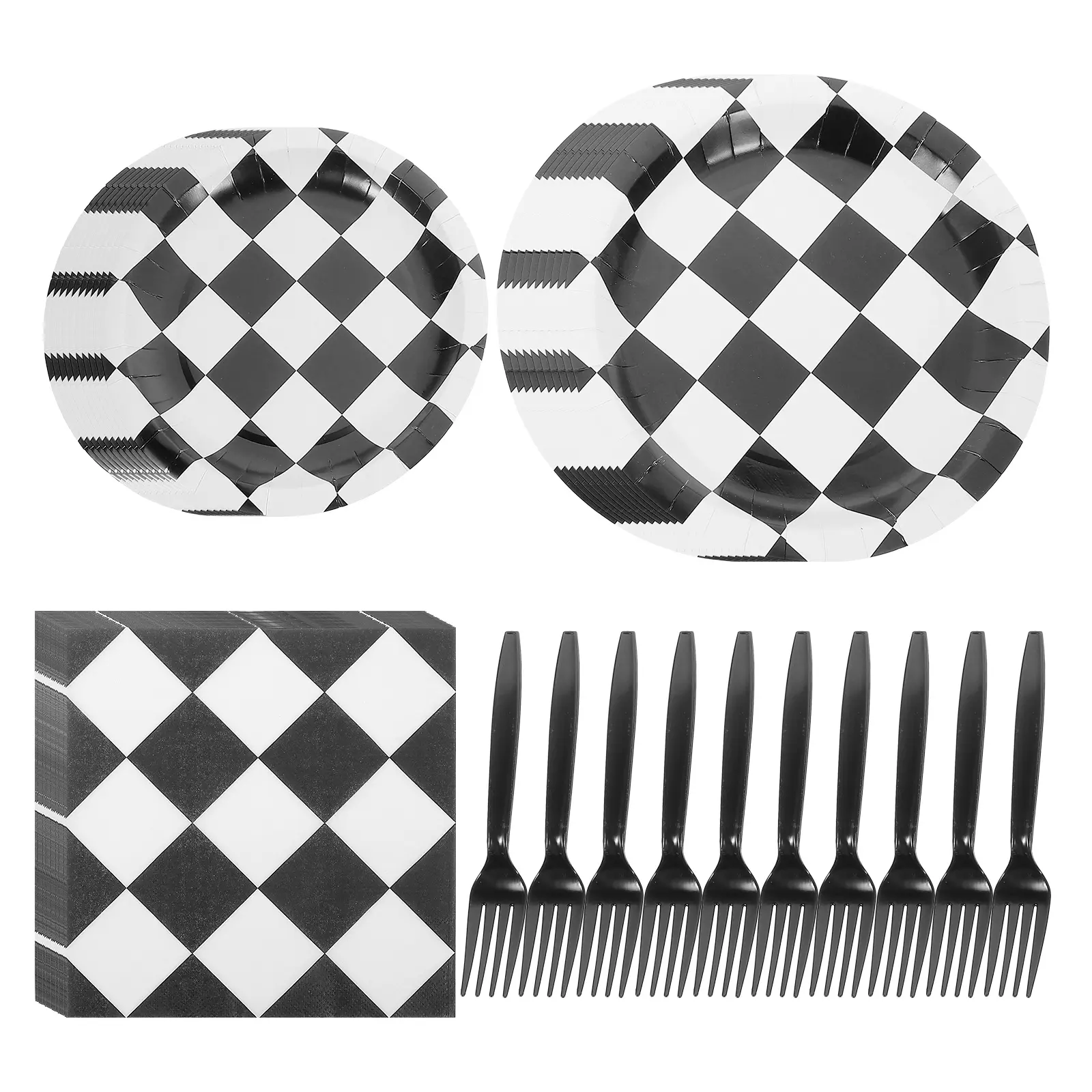Race Car Checkered Plates Black White Grid Disposable Party Supplies Motorcycle Decorations Napkins Paper Tableware Kitchen Bar