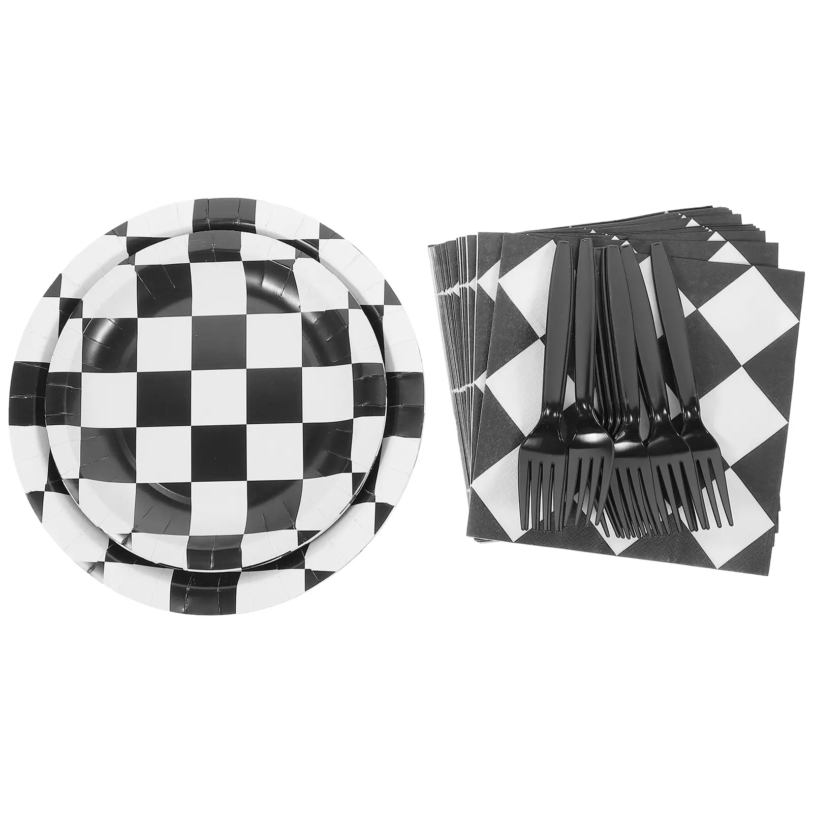 Race Car Checkered Plates Black White Grid Disposable Party Supplies Motorcycle Decorations Napkins Paper Tableware Kitchen Bar