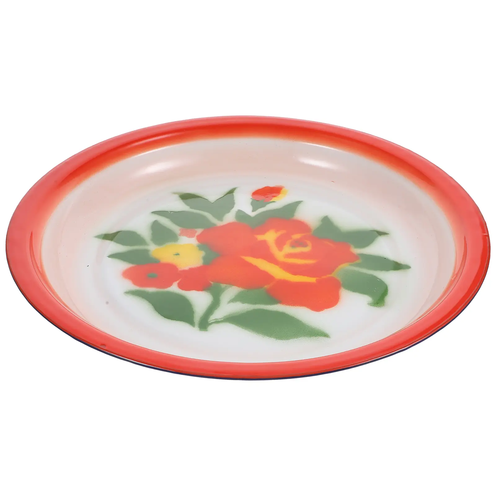 Round Enamel Plate Dish Serving Dessert Food Tray Decorative Ceramic Platter Chic Chinese Style Multi- Supply