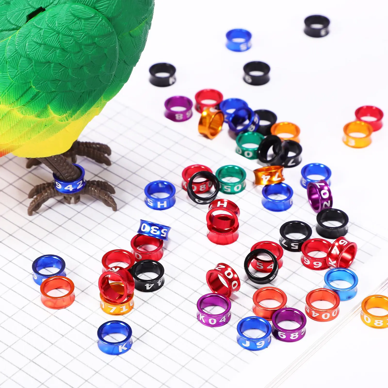 50 Pcs Metal Colorful Closed Ring Bird Leg Bands Numbers For Parrots Chickens Anti Lost Leg Rings Pet Accessories Poultry