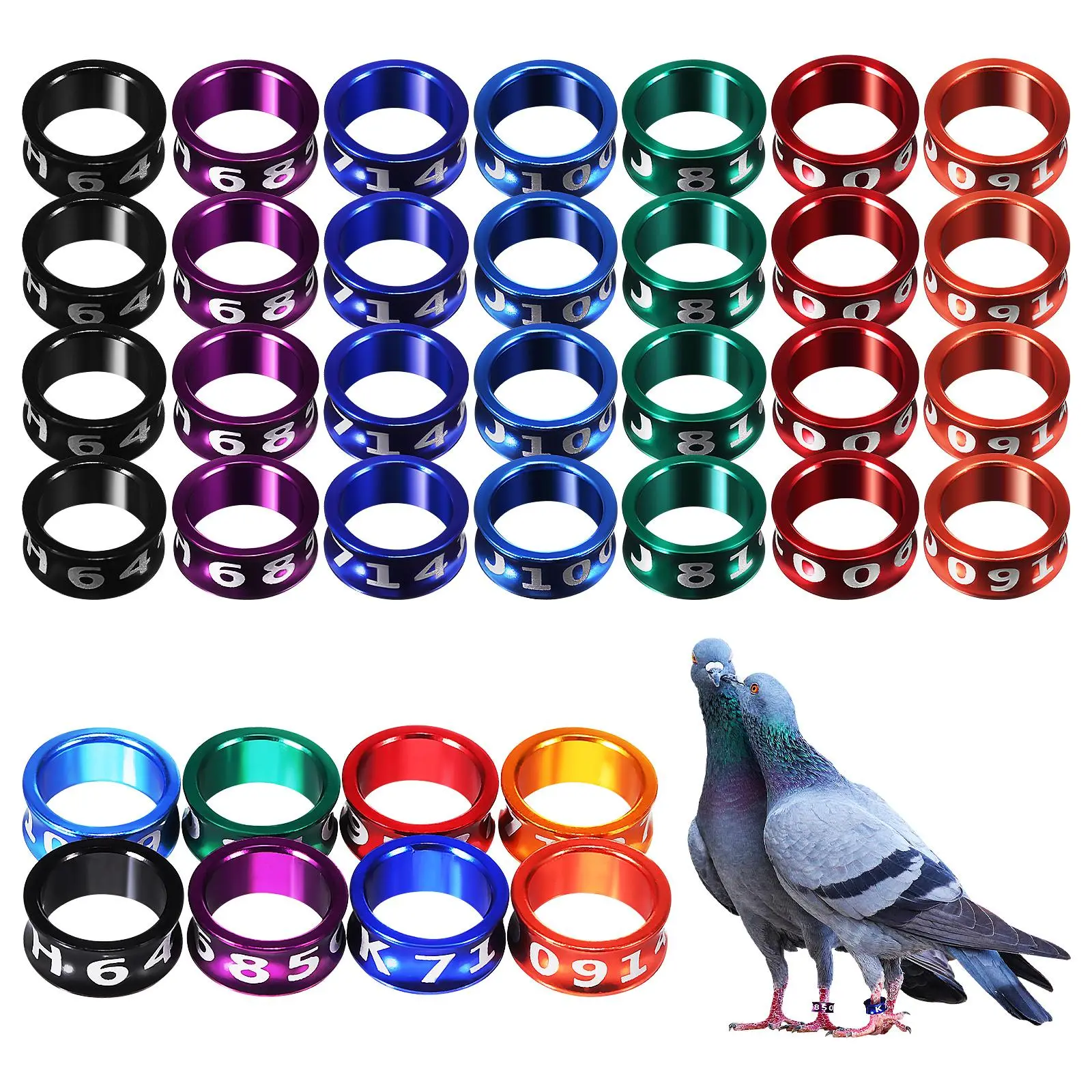 50 Pcs Metal Colorful Closed Ring Bird Leg Bands Numbers For Parrots Chickens Anti Lost Leg Rings Pet Accessories Poultry